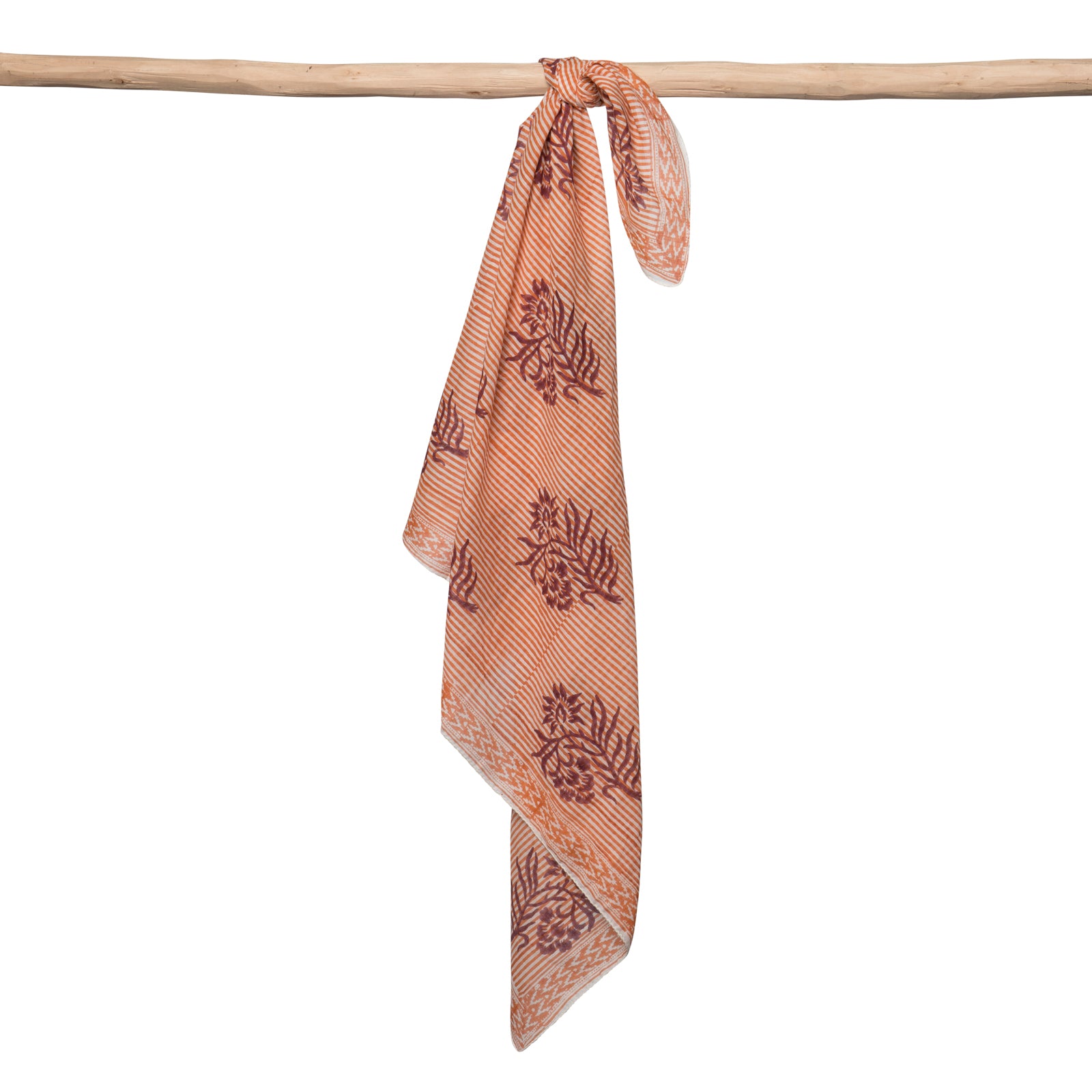 Square Scarf Cruise 100% Coton Blockprint - Orange ORANGE