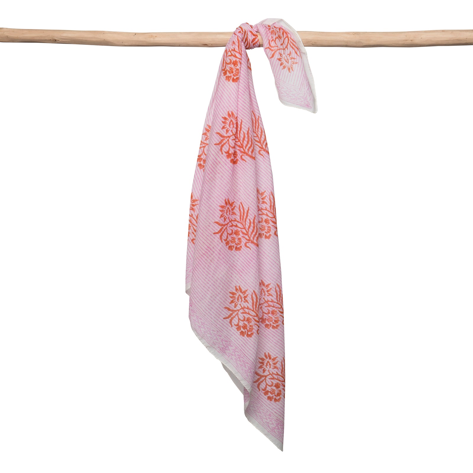 Square Scarf Cruise 100% Coton Blockprint - Pink PINK