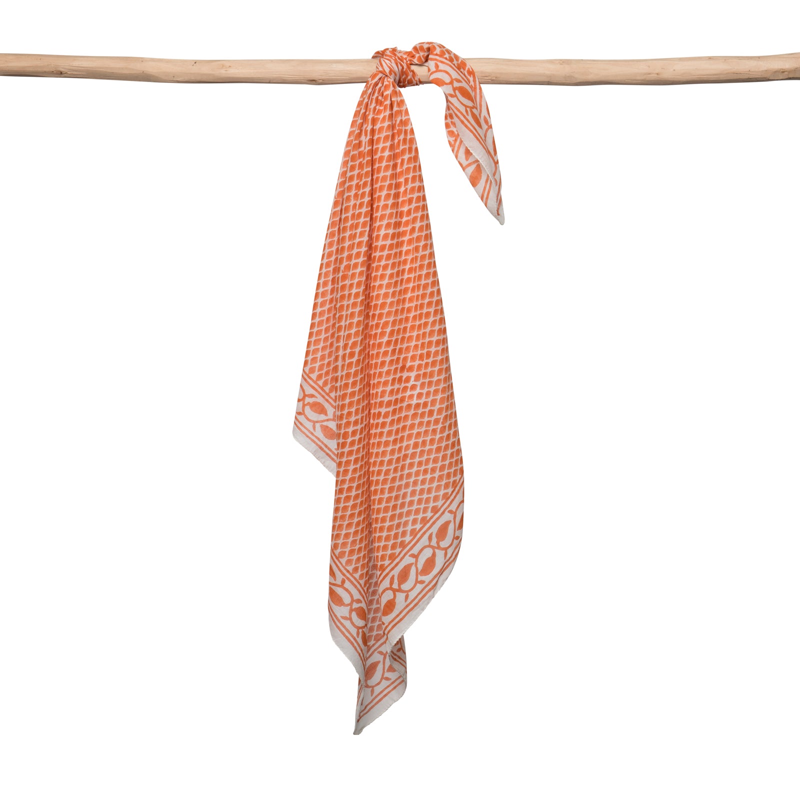 Square Scarf Cobra 100% Coton Blockprint - Orange ORANGE