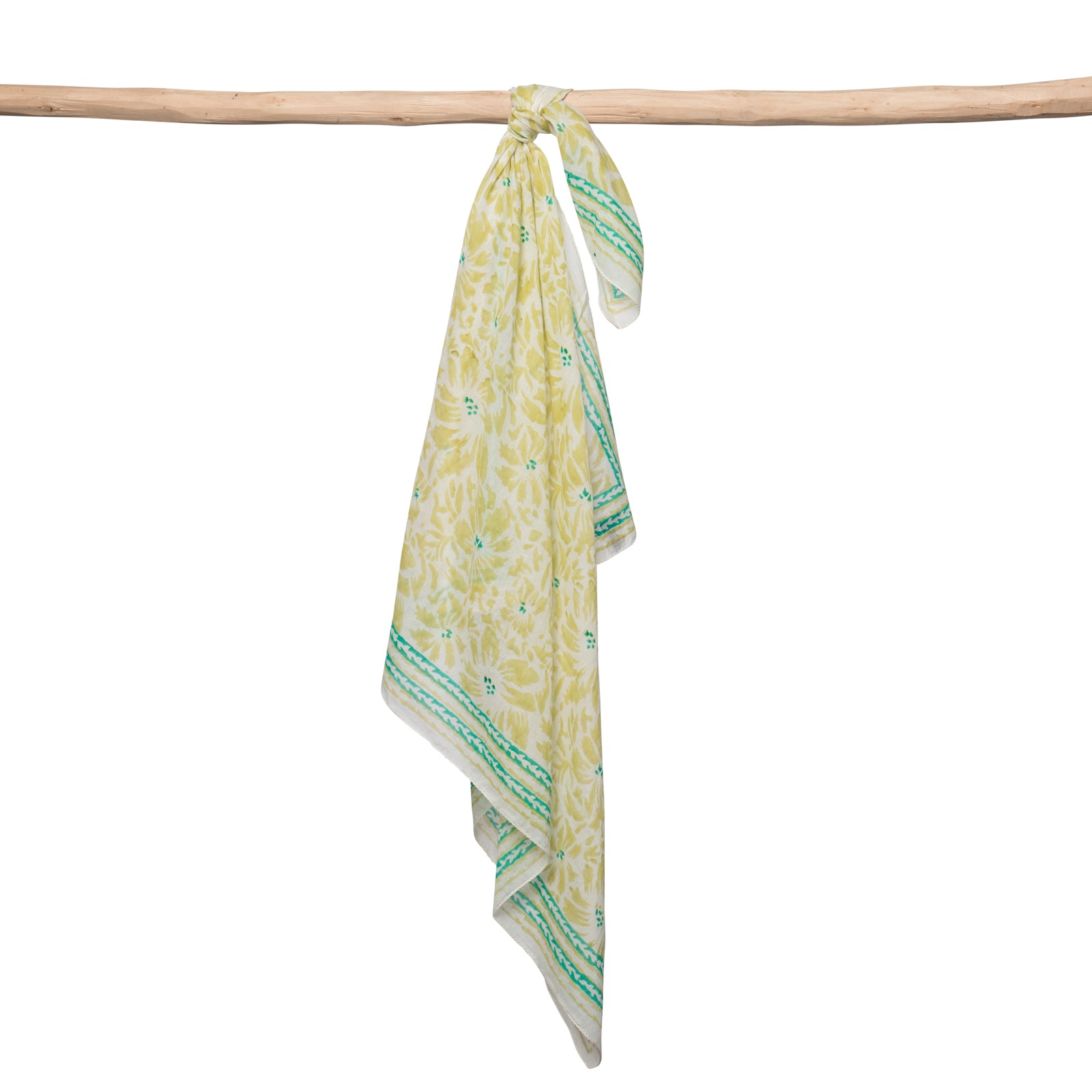 Square Scarf Lily 100% Coton Blockprint - Green GREEN