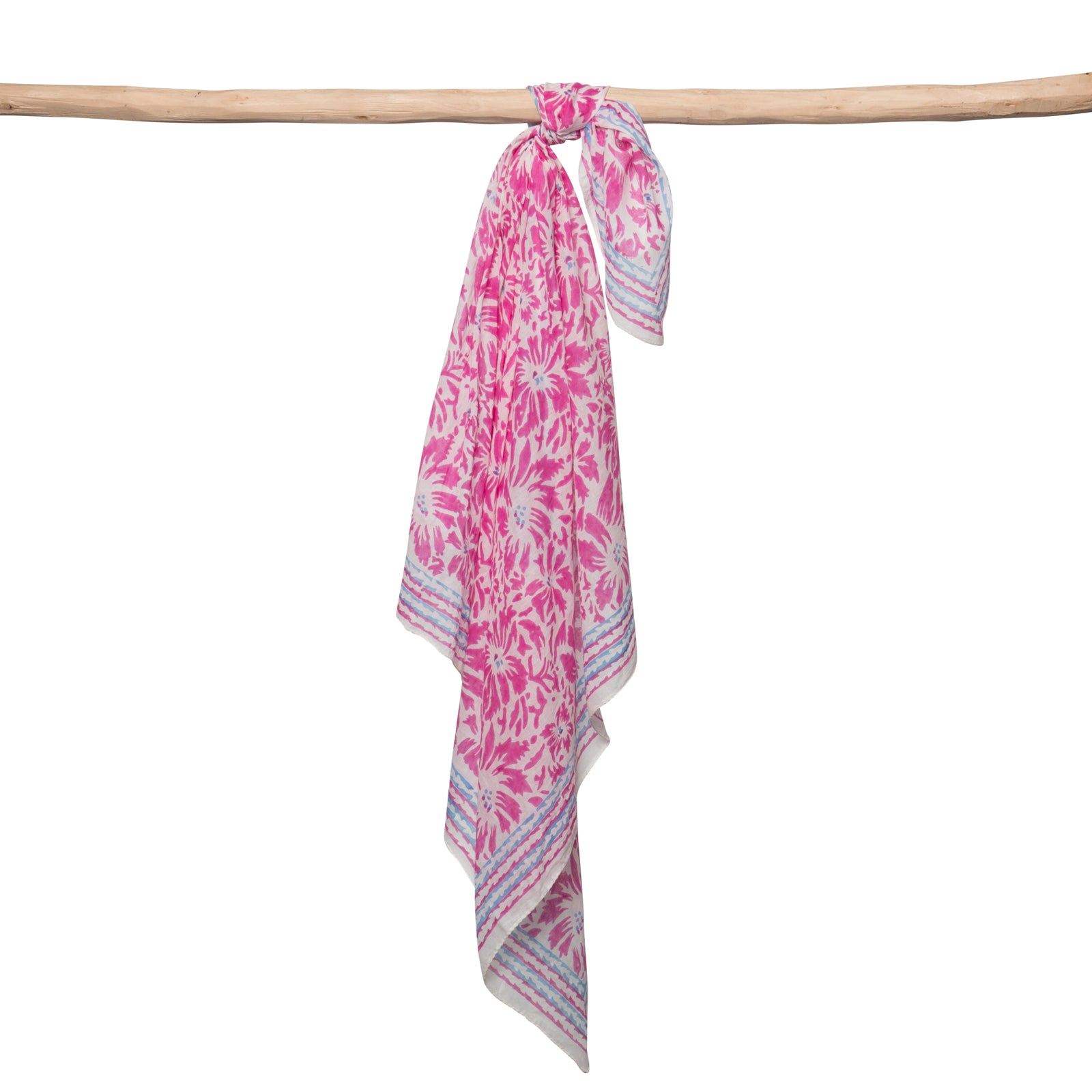 Square Scarf Lily 100% Coton Blockprint - Pink PINK