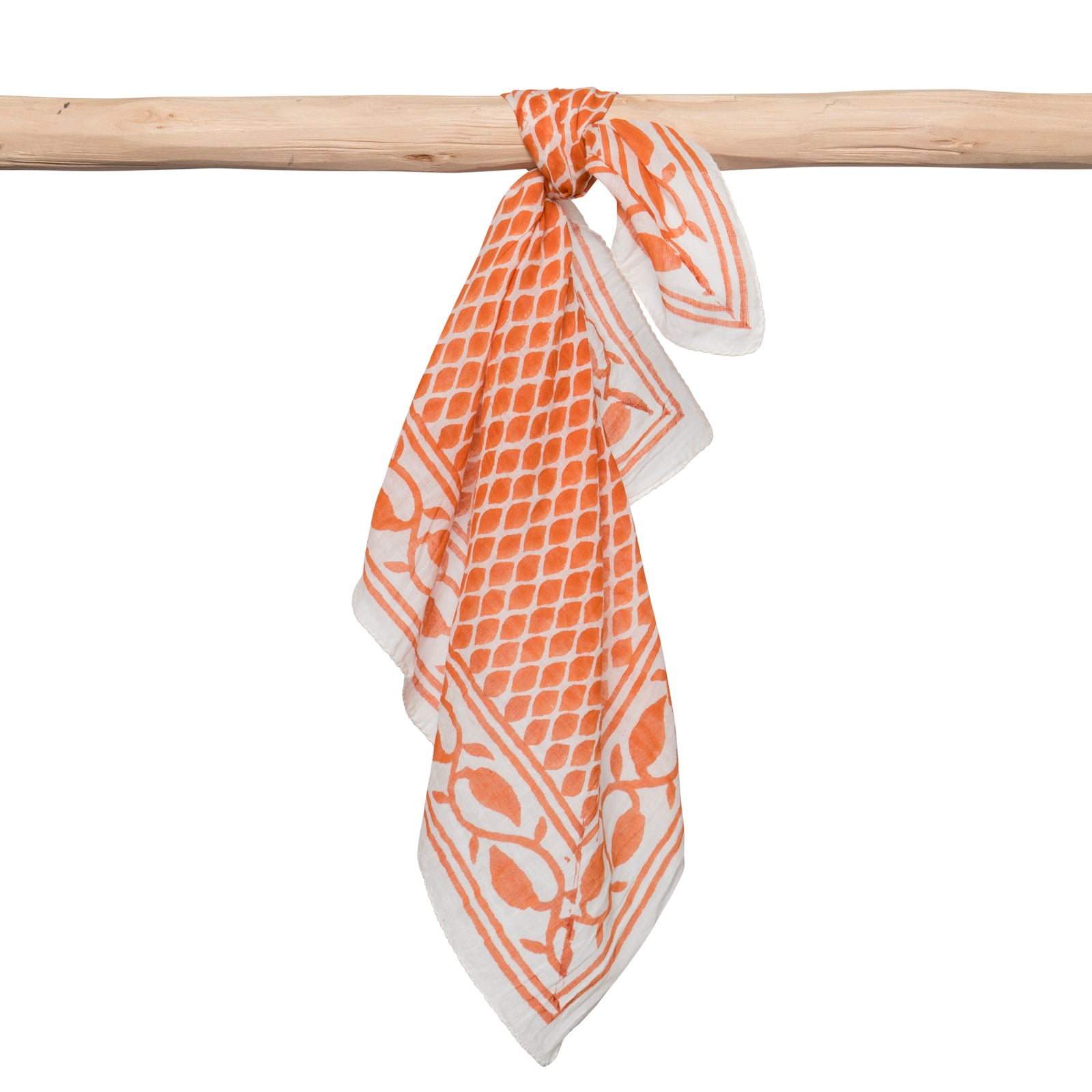 Bandana Scarf Cobra 100% Cotton Blockprint - Orange ORANGE