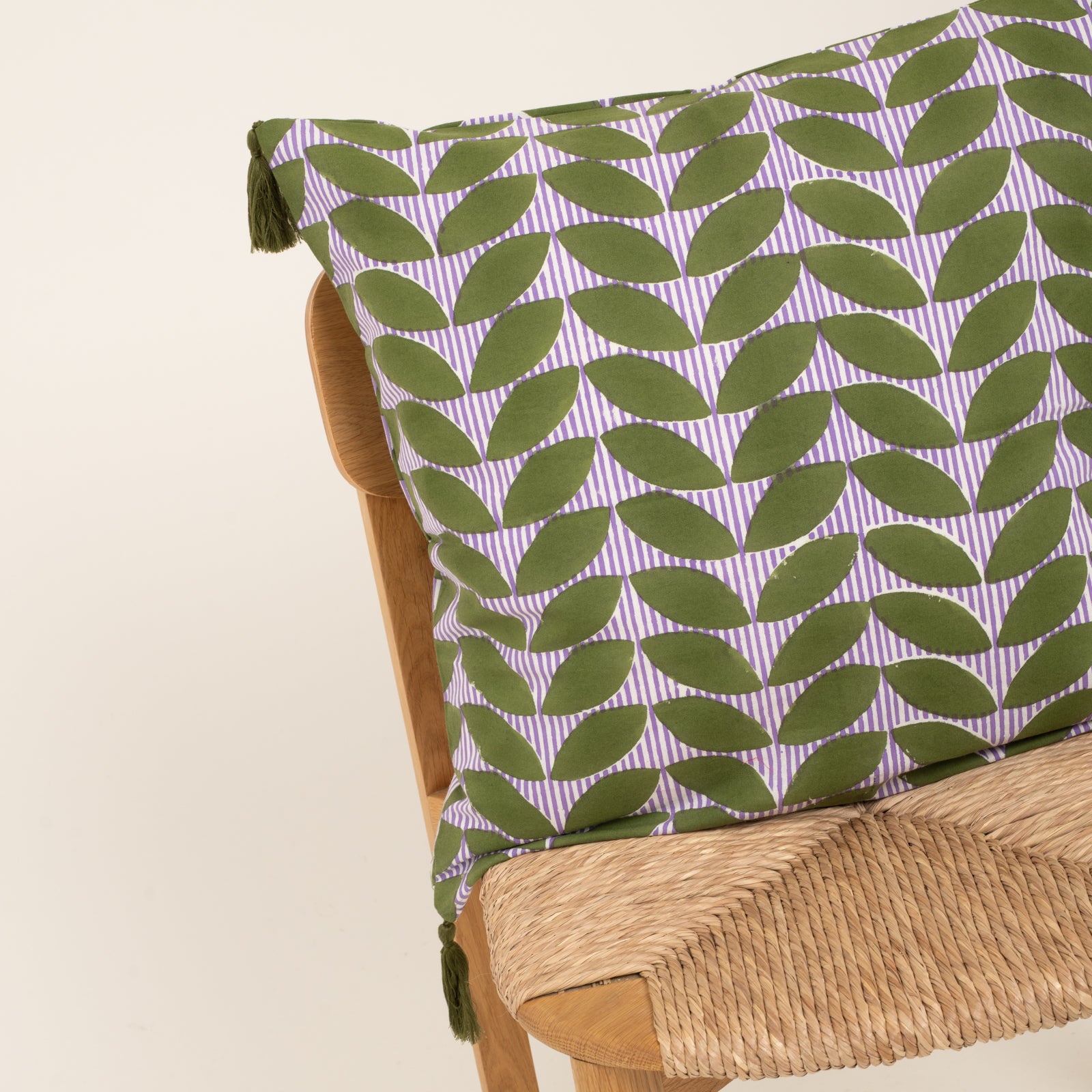 Cushion Cover Ananda 50x50 100% Organic Coton Blockprint - Green GREEN