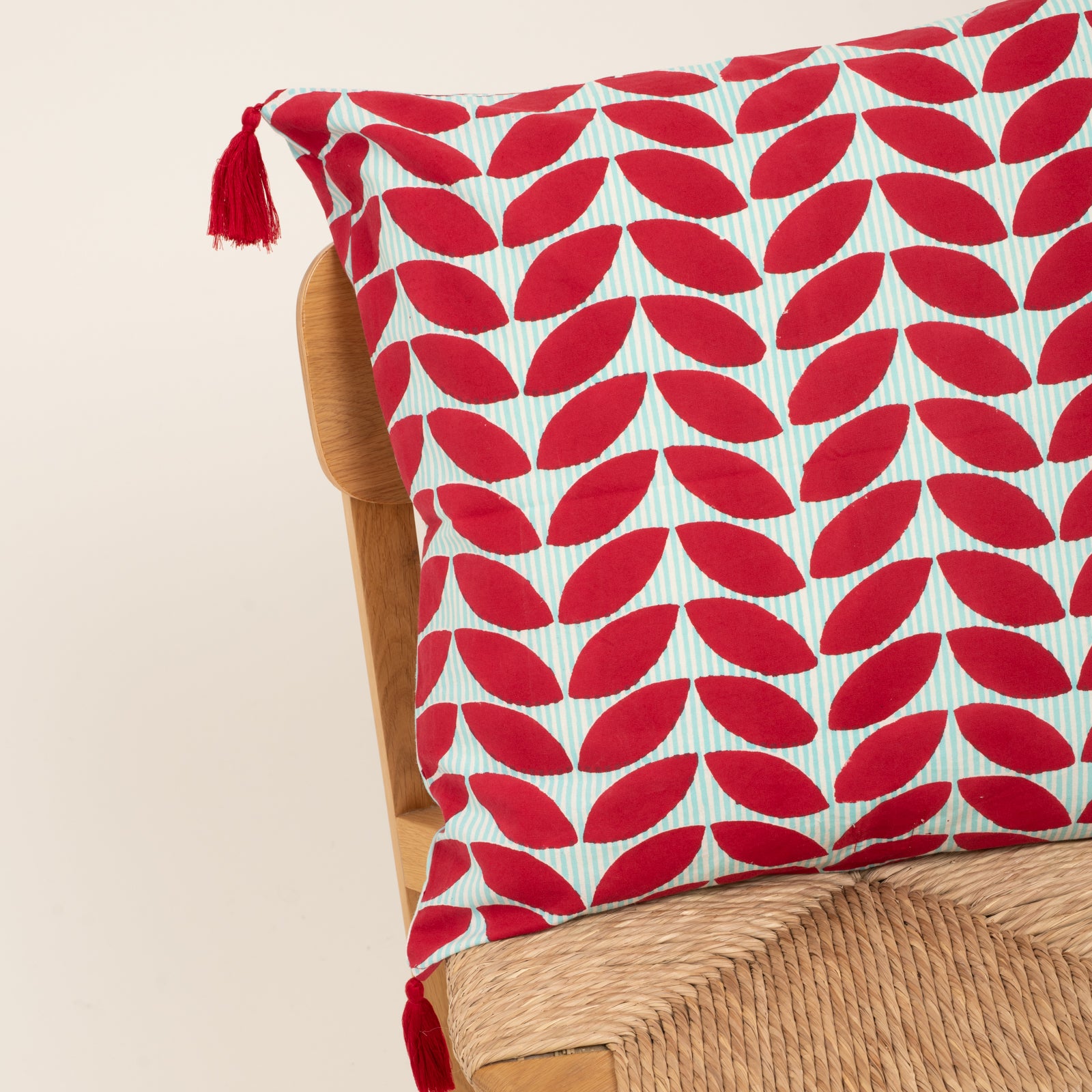 Cushion Cover Ananda 50x50 100% Organic Coton Blockprint - Red RED