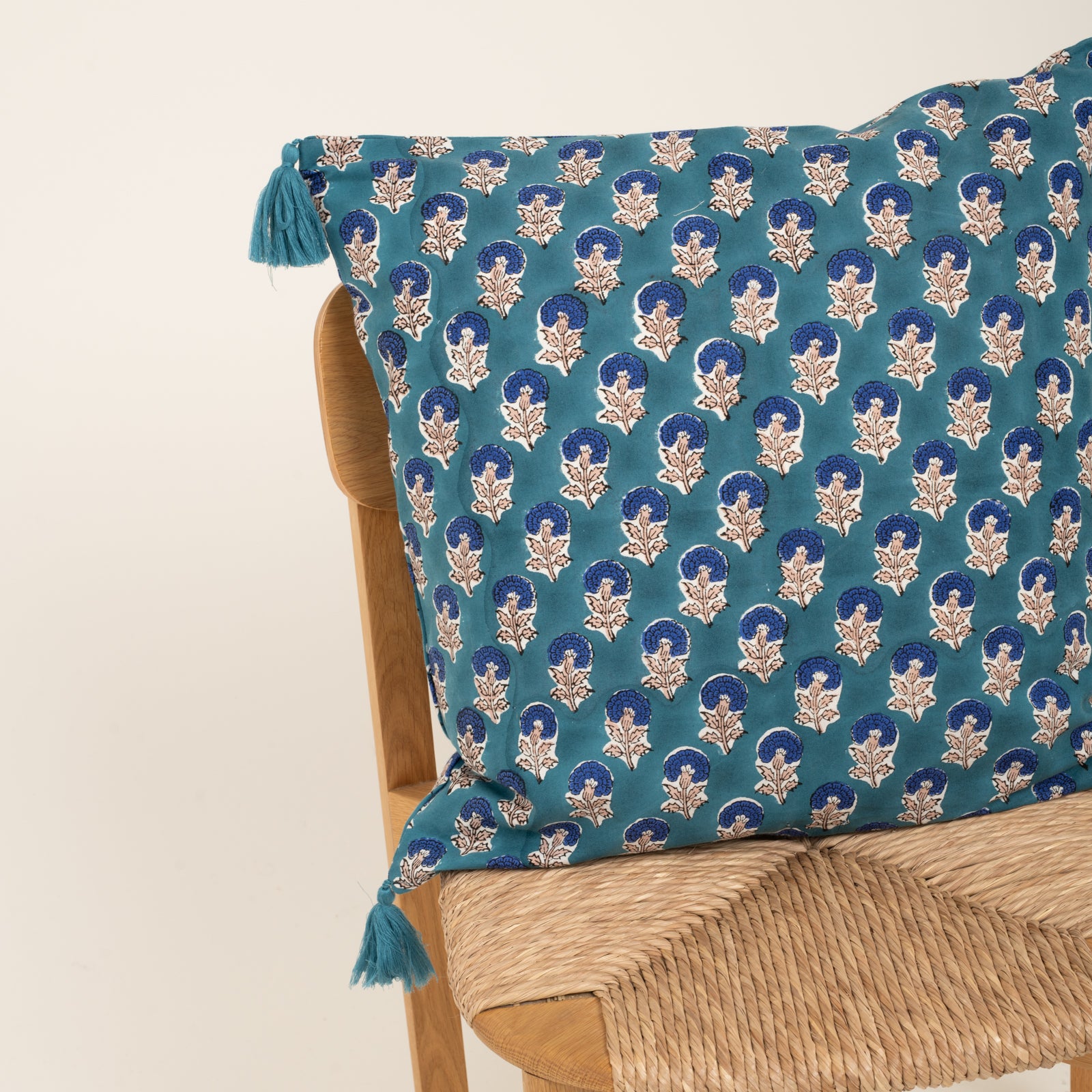Cushion Cover Sathi 60x40 100% Organic Coton Blockprint - Blue BLUE