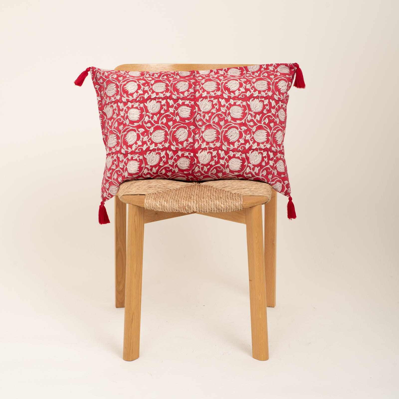 Cushion Cover Pema 60x40 100% Organic Coton Blockprint - Red RED