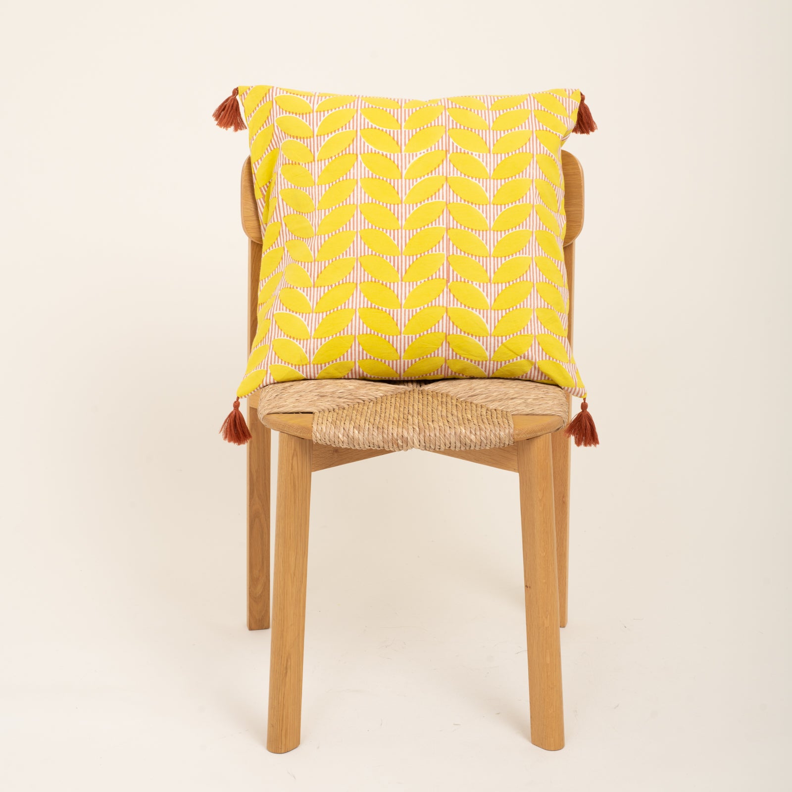 Cushion Cover Cap Estel 50x50 100% Organic Coton Blockprint - Yellow YELLOW