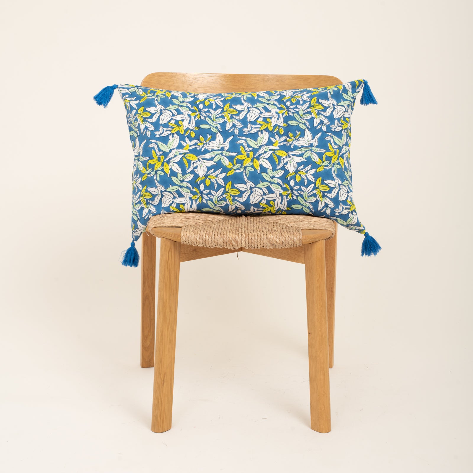 Cushion Cover Figuieres 60x40 100% Organic Coton Blockprint - Blue BLUE