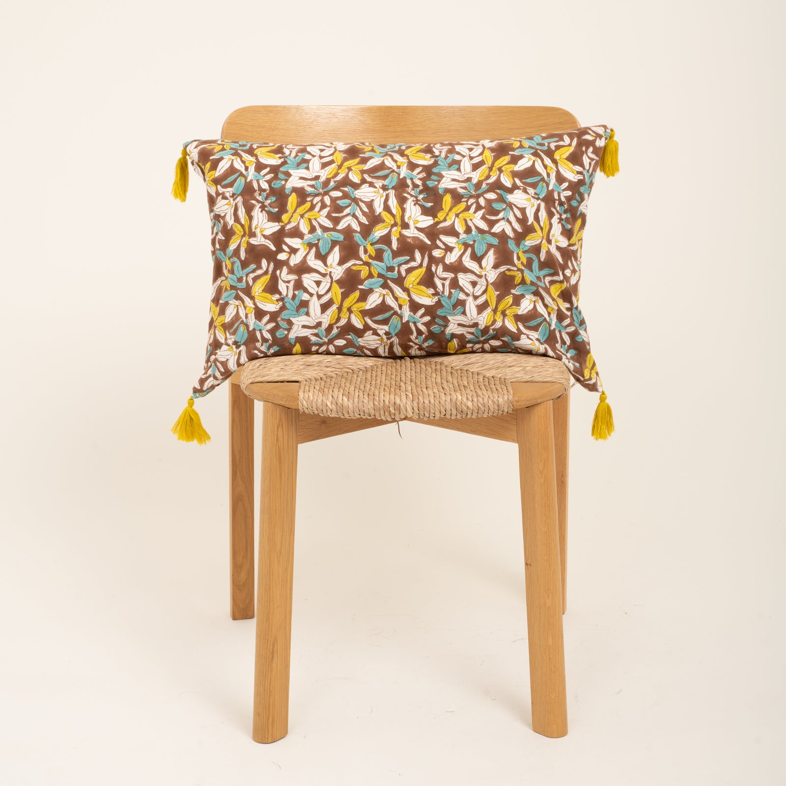 Cushion Cover Figuieres 60x40 100% Organic Coton Blockprint - Brown BROWN