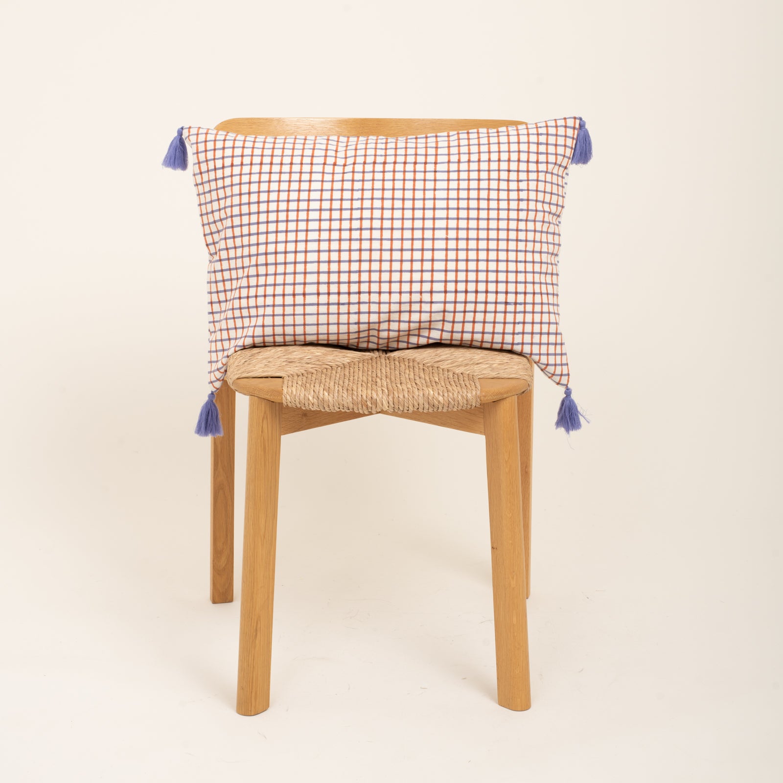 Cushion Cover Croisette 60x40 100% Organic Coton Blockprint - Orange Lilac ORANGE LILAC