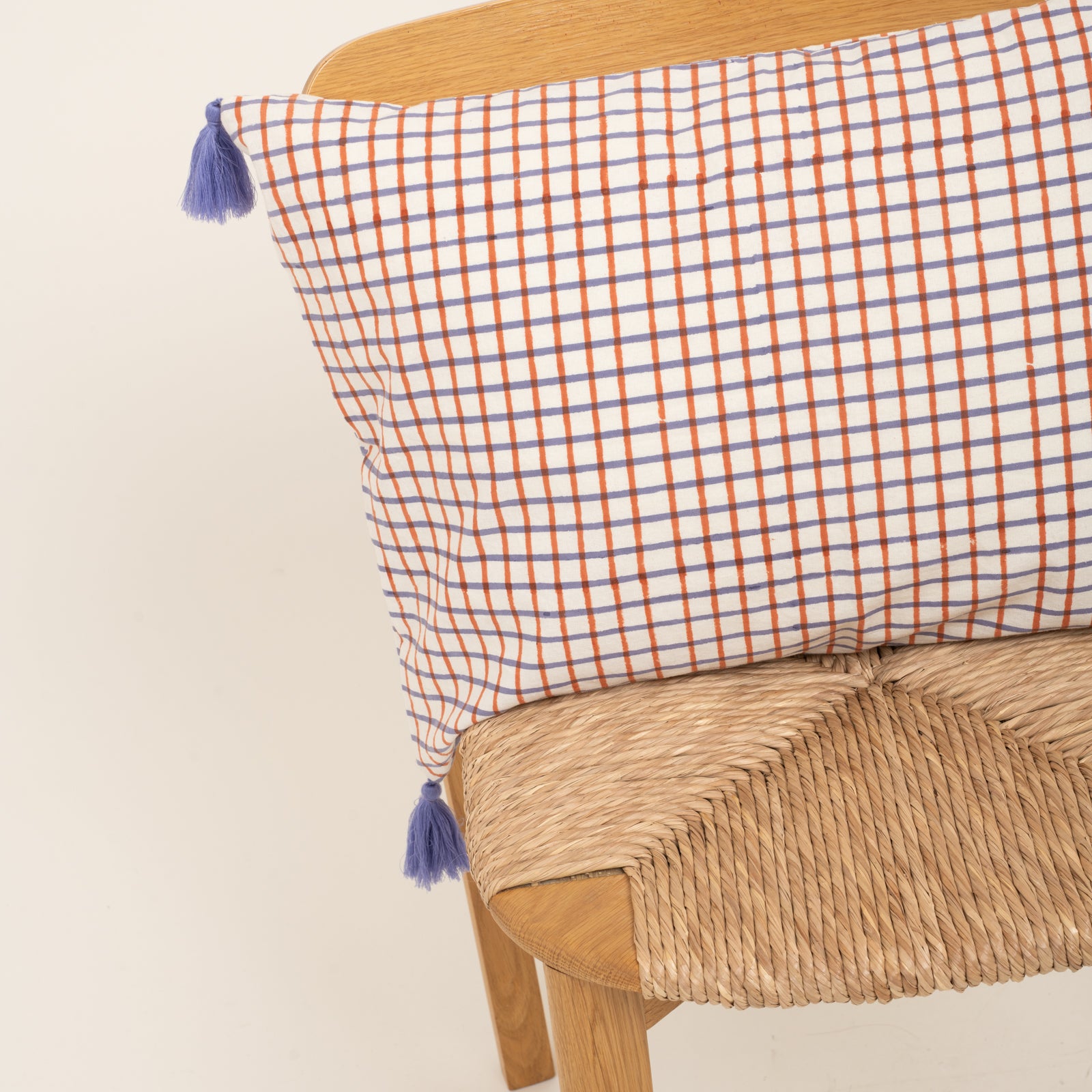 Cushion Cover Croisette 60x40 100% Organic Coton Blockprint - Orange Lilac ORANGE LILAC