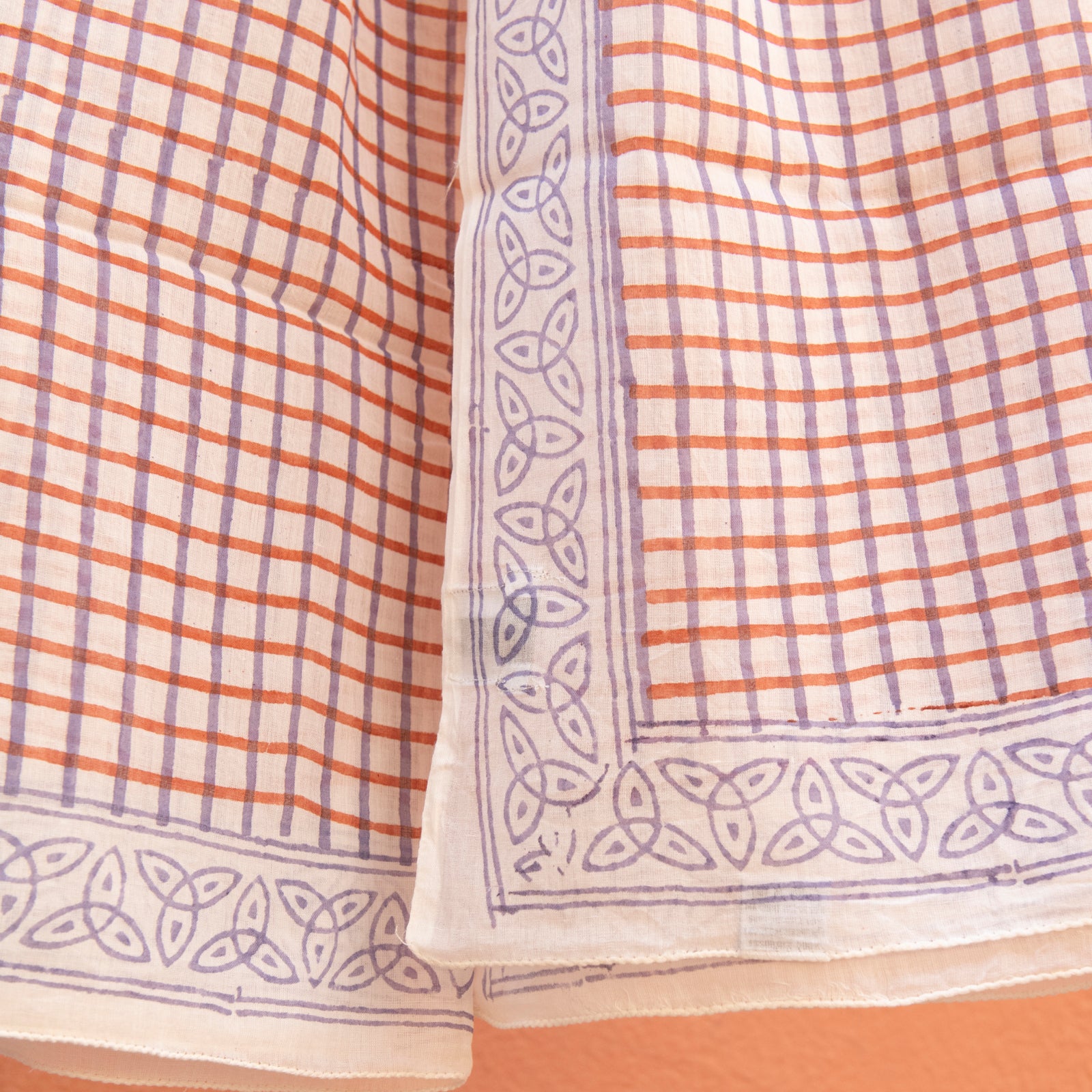 Large Scarf / Sarong Croisette Organic Coton - Blockprint - Lilac LILAC