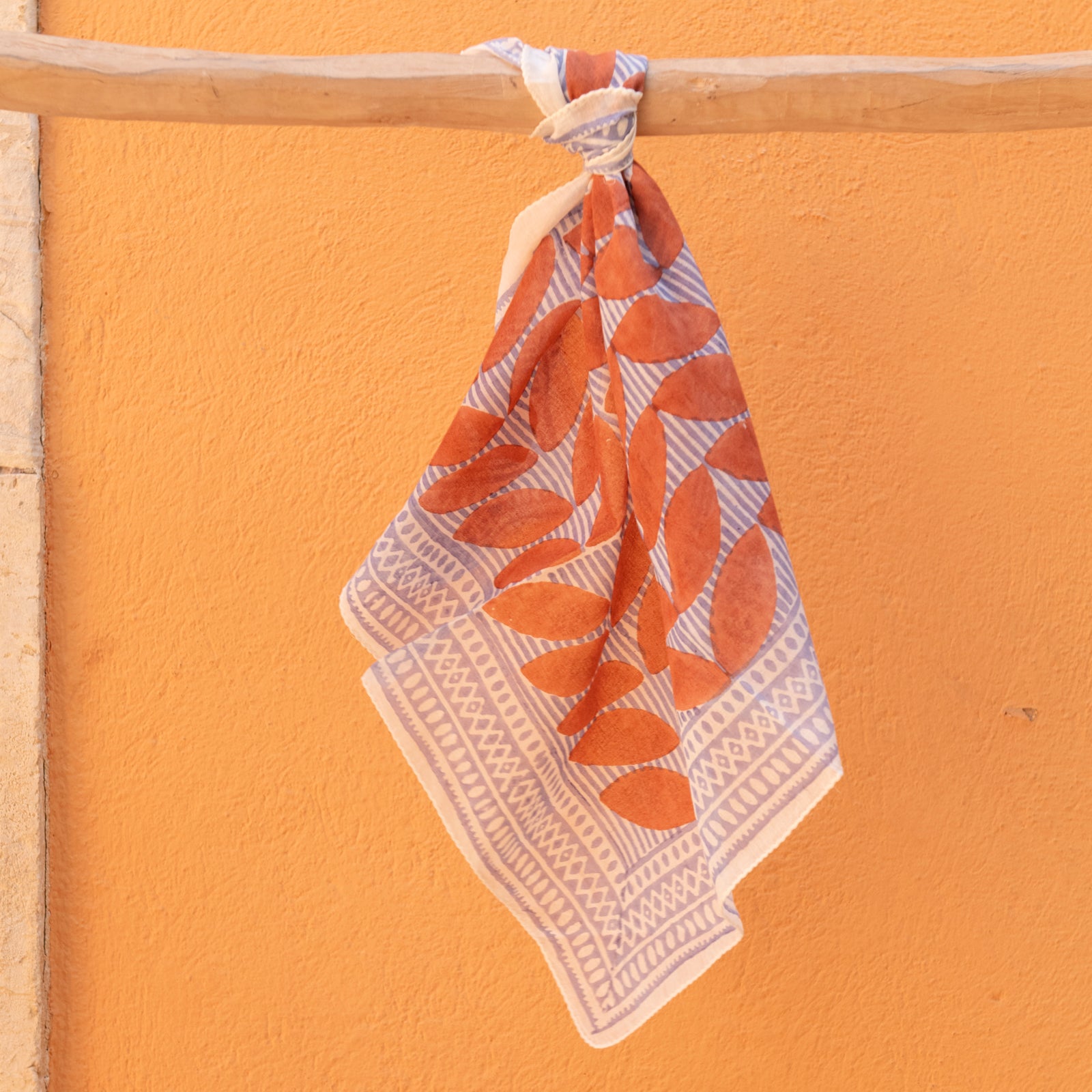 Bandana Scarf Cap Estel Organic Coton - Blockprint - Orange ORANGE