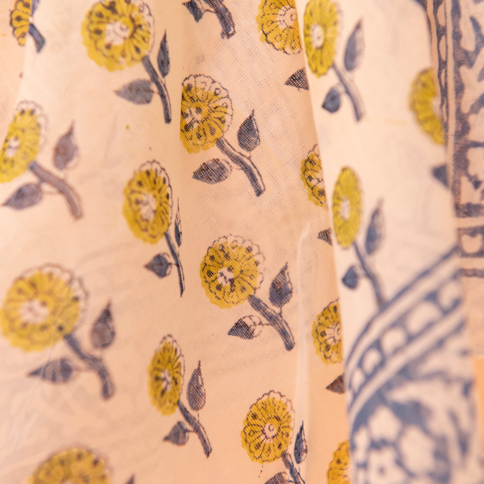 Bandana Scarf Grace Organic Coton - Blockprint - Blue BLUE