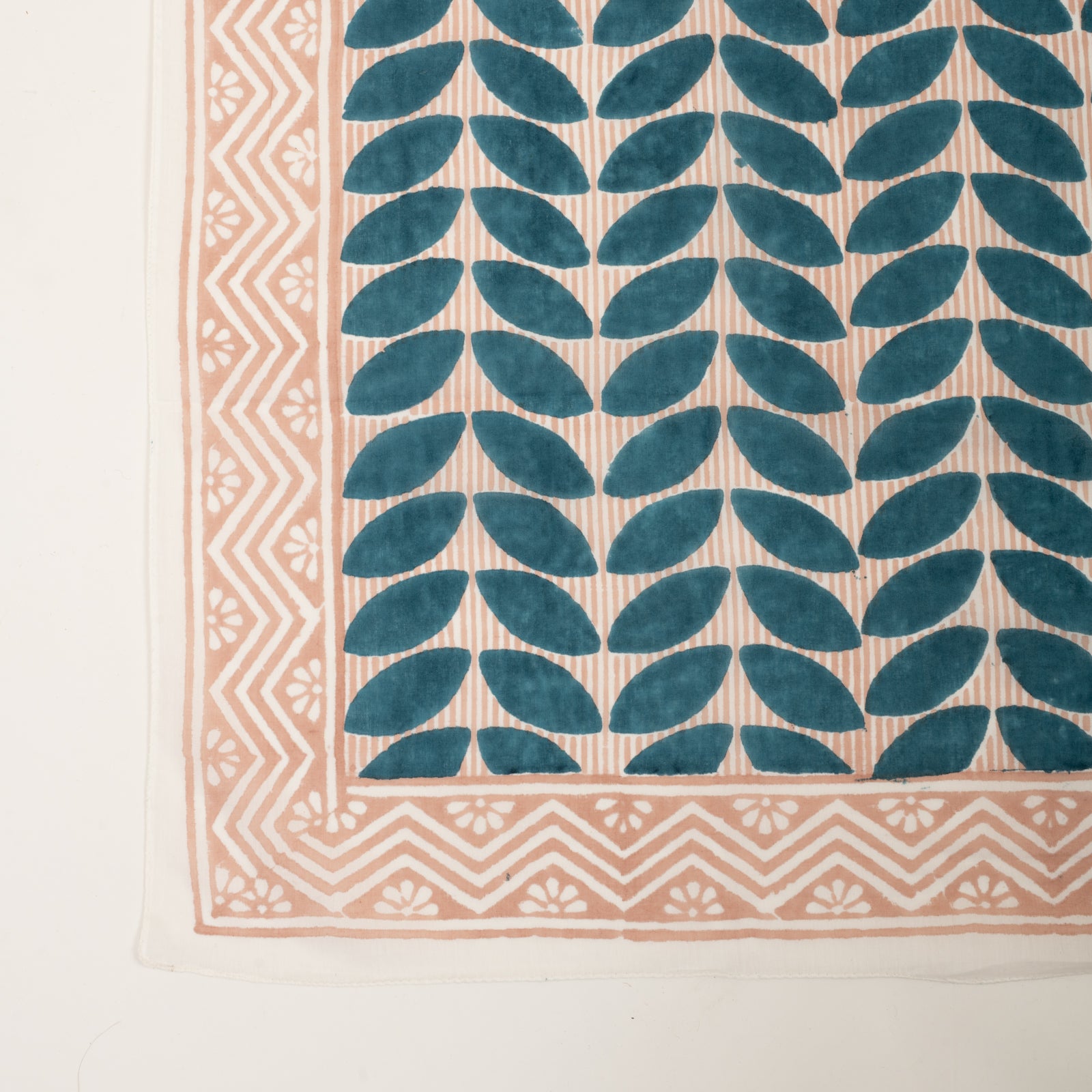 Large Scarf Ananda Organic Coton - Blockprint - Blue BLUE