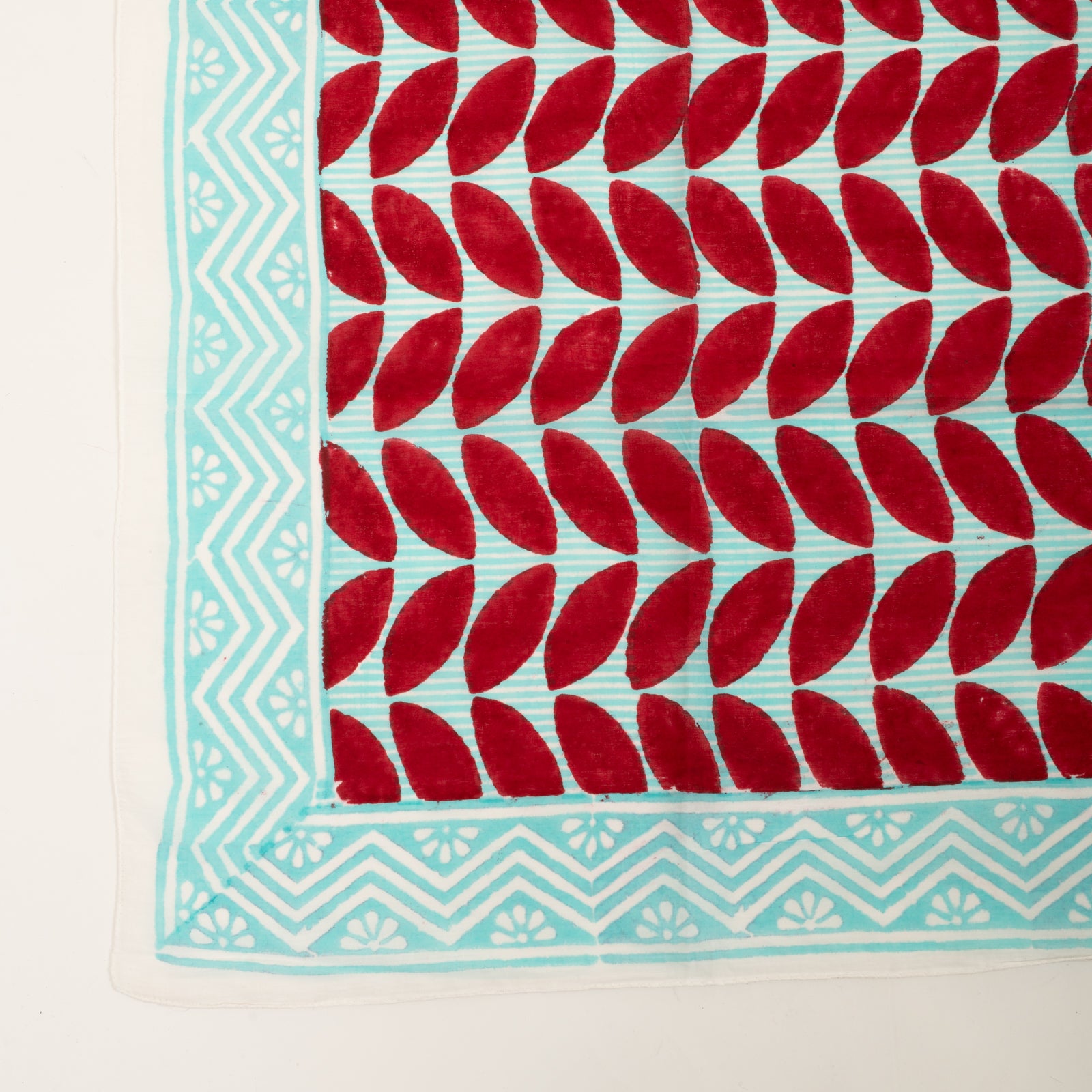 Large Scarf Ananda Organic Coton - Blockprint - Red RED