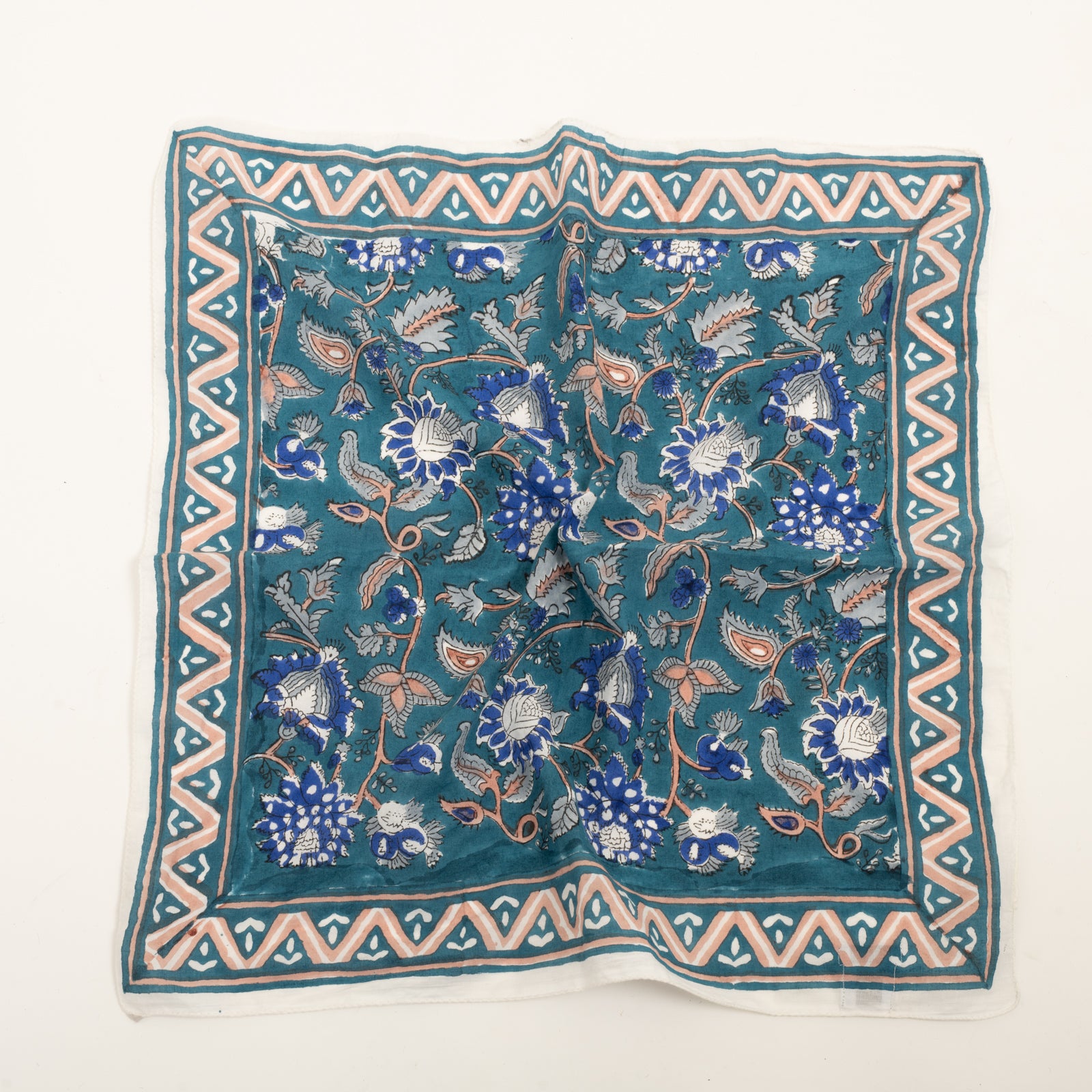Bandana Scarf Tara Organic Coton - Blockprint - Blue BLUE