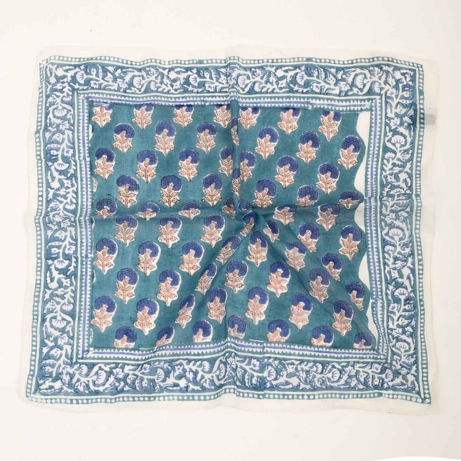 Bandana Scarf Sathi Organic Coton - Blockprint - Blue BLUE