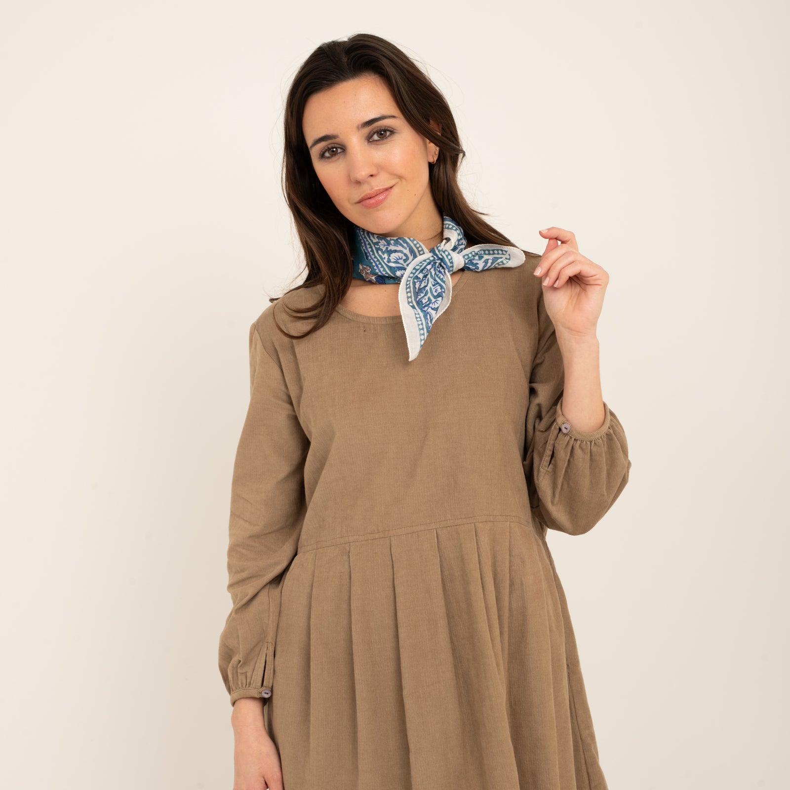 Bandana Scarf Sathi Organic Coton - Blockprint - Blue BLUE