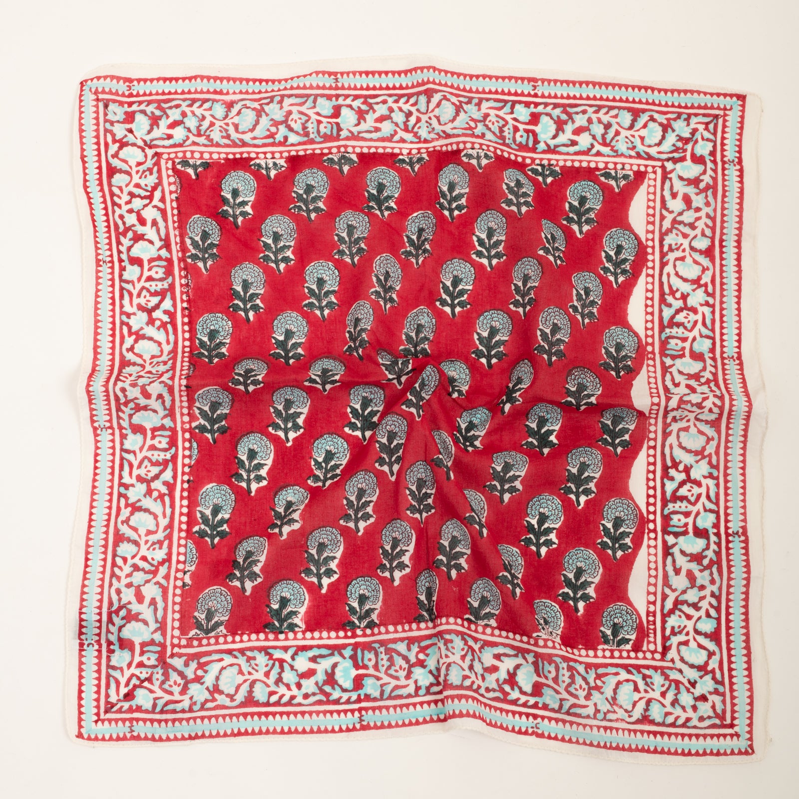 Bandana Scarf Sathi Organic Coton - Blockprint - Red RED