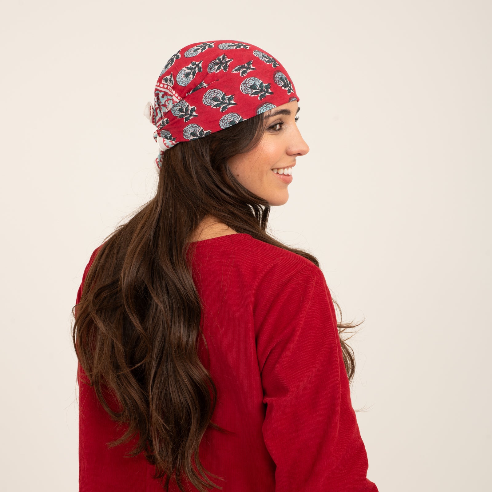 Bandana Scarf Sathi Organic Coton - Blockprint - Red RED