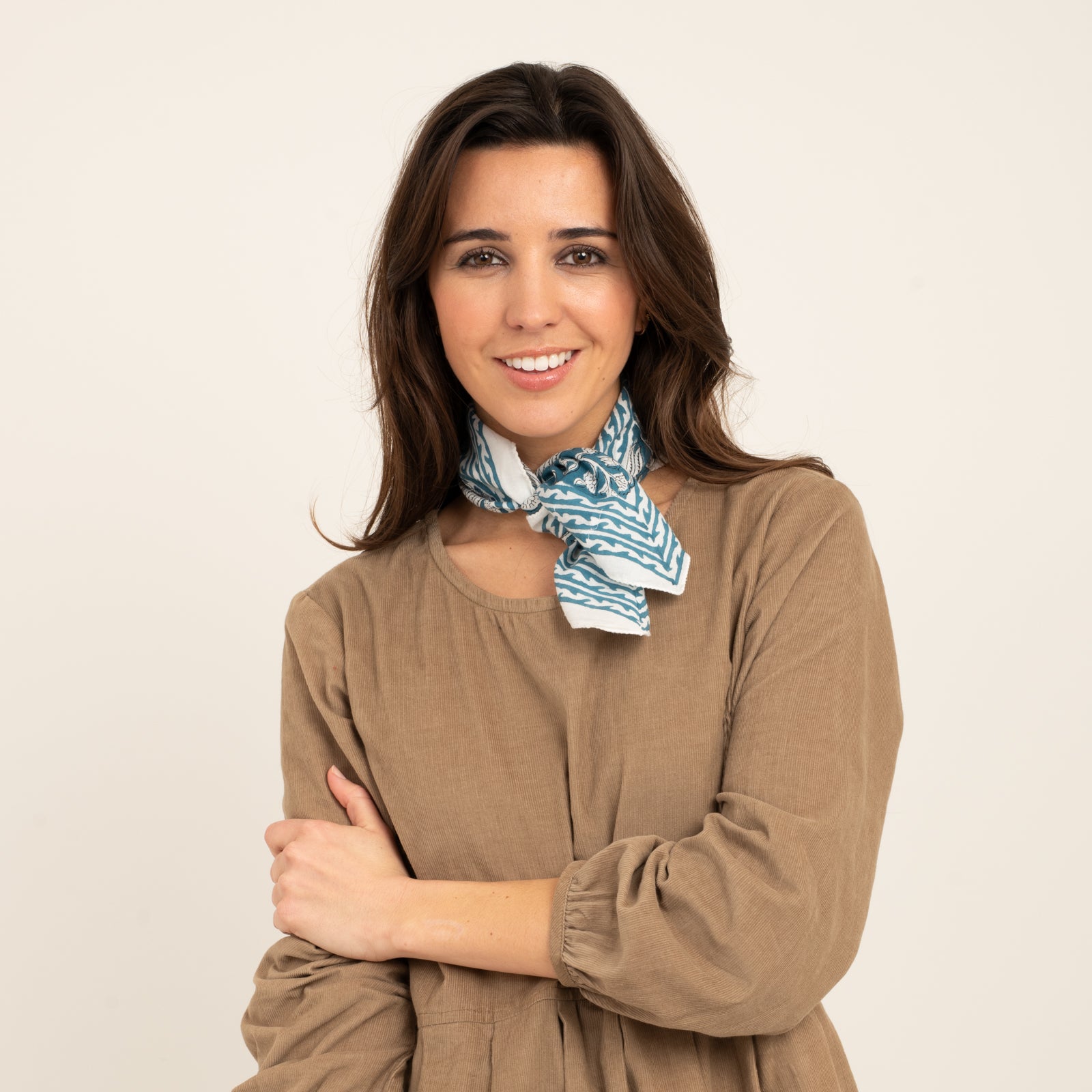 Bandana Scarf Pema Organic Coton - Blockprint - Blue BLUE