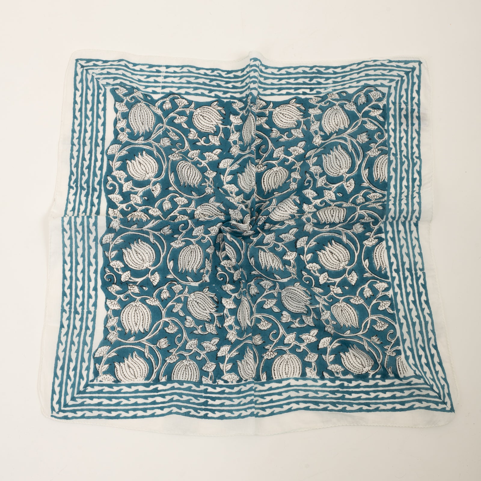 Bandana Scarf Pema Organic Coton - Blockprint - Blue BLUE