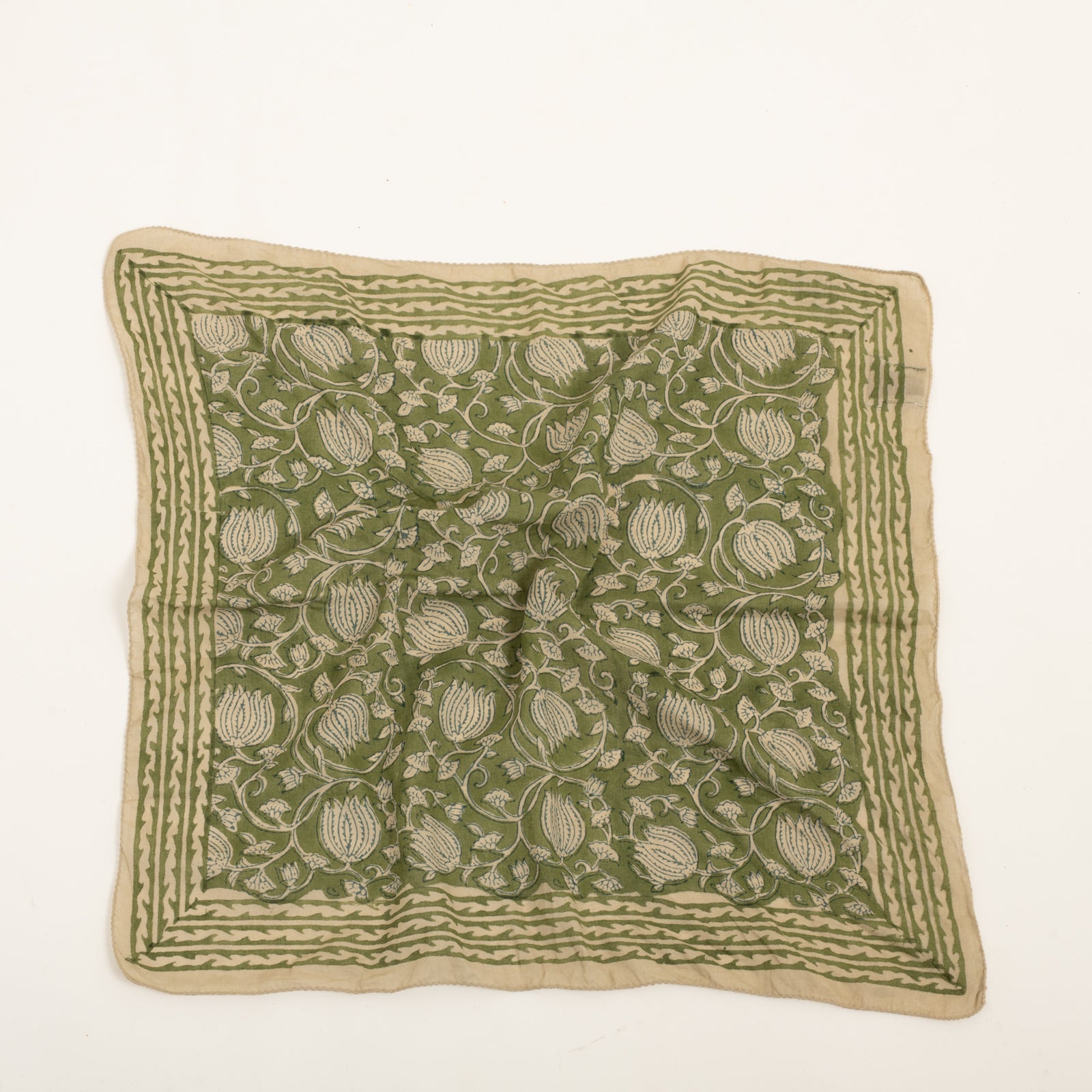 Bandana Scarf Pema Organic Coton - Blockprint - Green GREEN