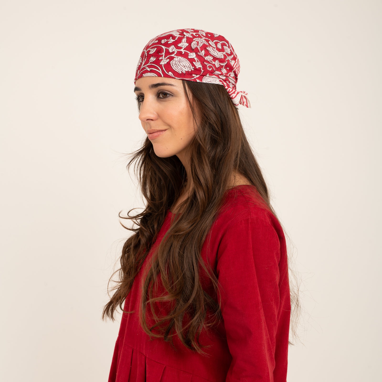 Bandana Scarf Pema Organic Coton - Blockprint - Red RED