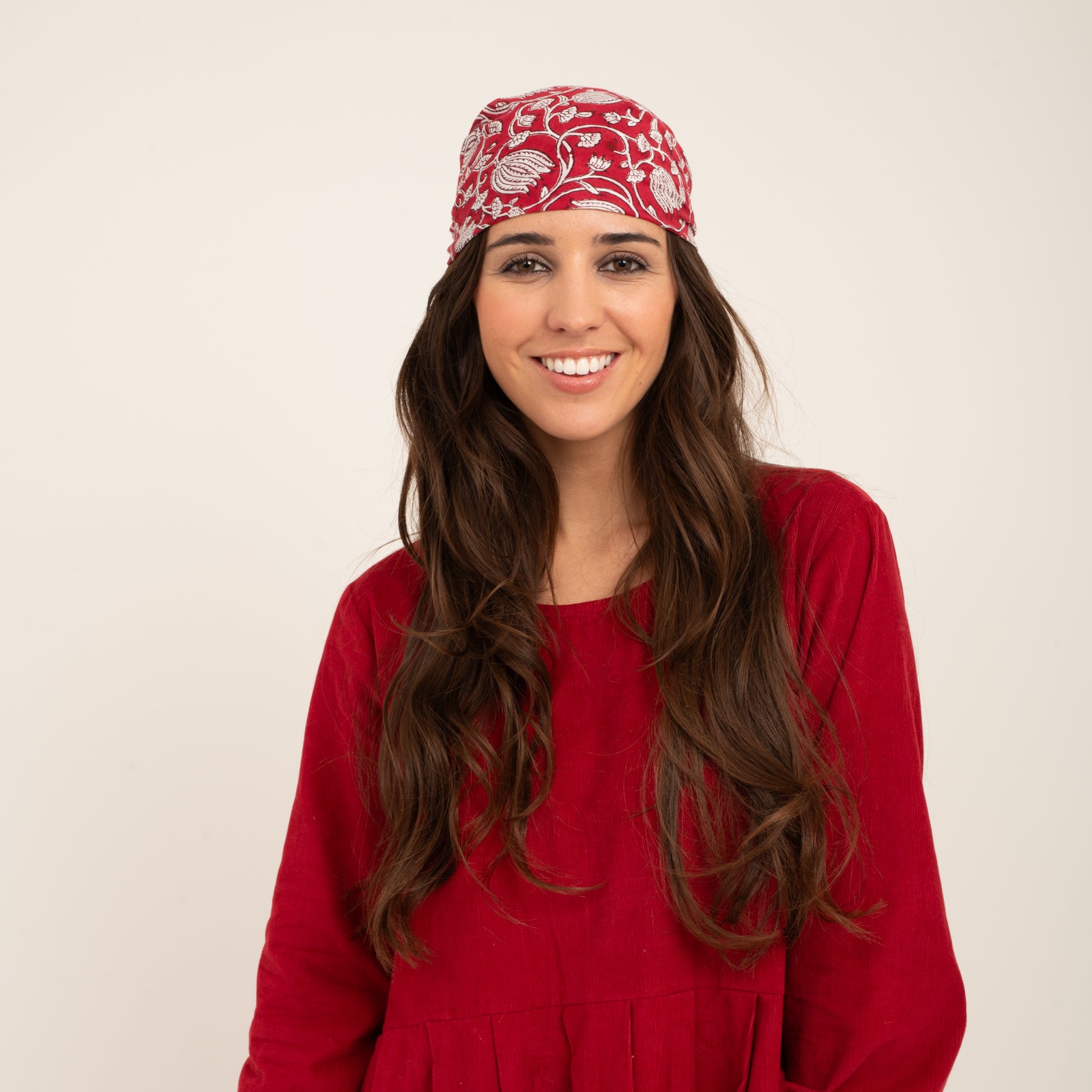 Bandana Scarf Pema Organic Coton - Blockprint - Red RED