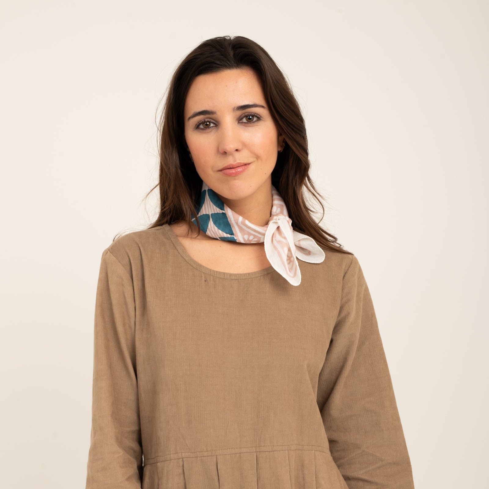 Bandana Scarf Ananda Organic Coton - Blockprint - Blue BLUE