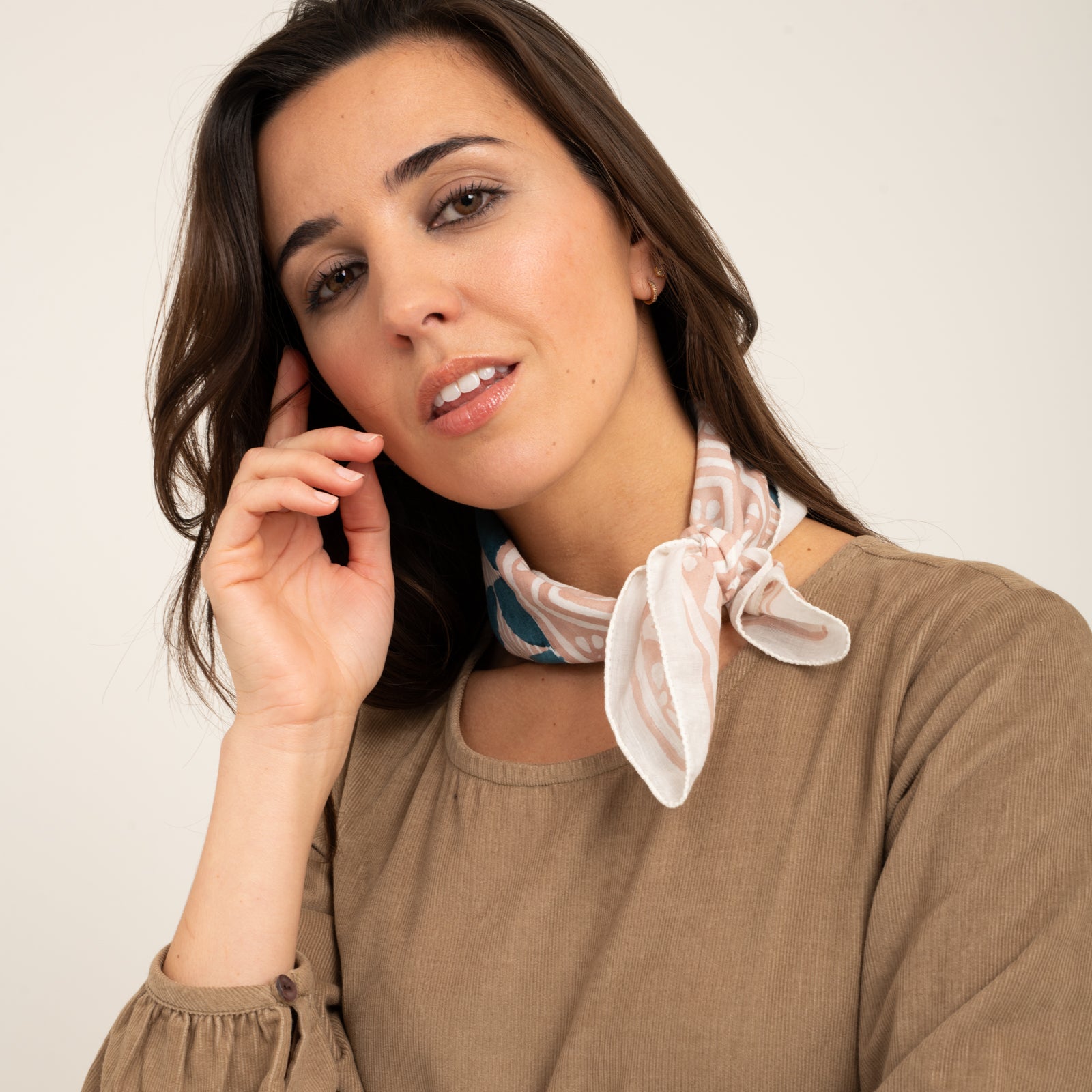 Bandana Scarf Ananda Organic Coton - Blockprint - Blue BLUE