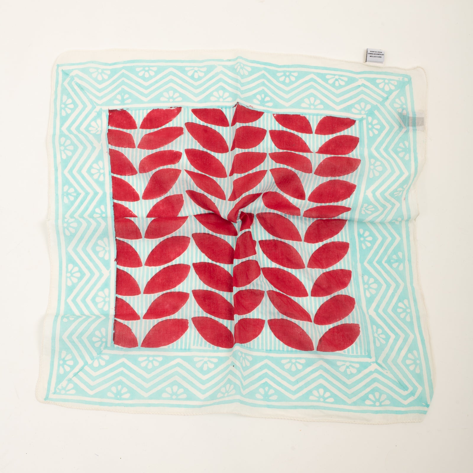 Bandana Scarf Ananda Organic Coton - Blockprint - Red RED