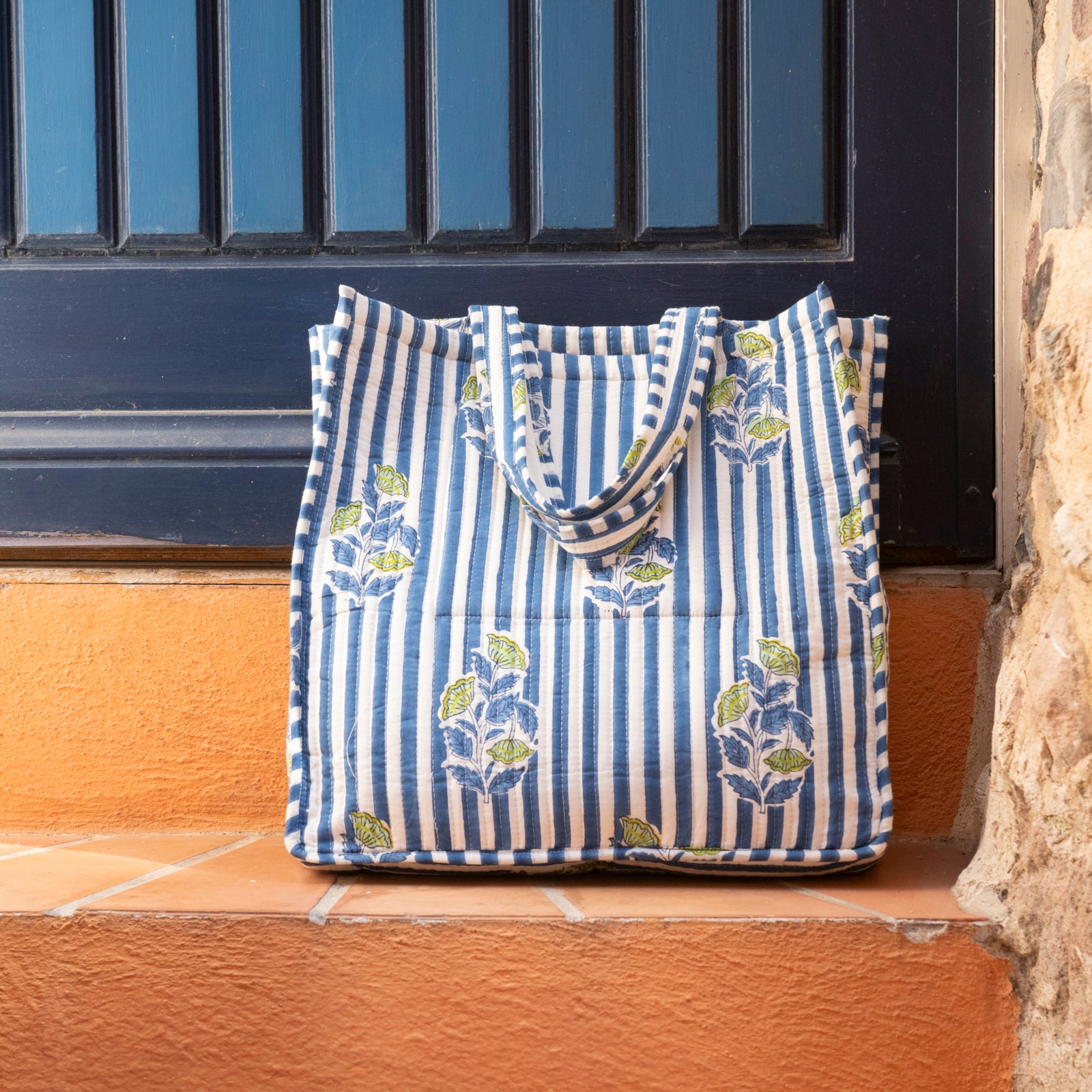 Quilted Tote Beaulieu 100% Organic Cotton - Blue BLUE