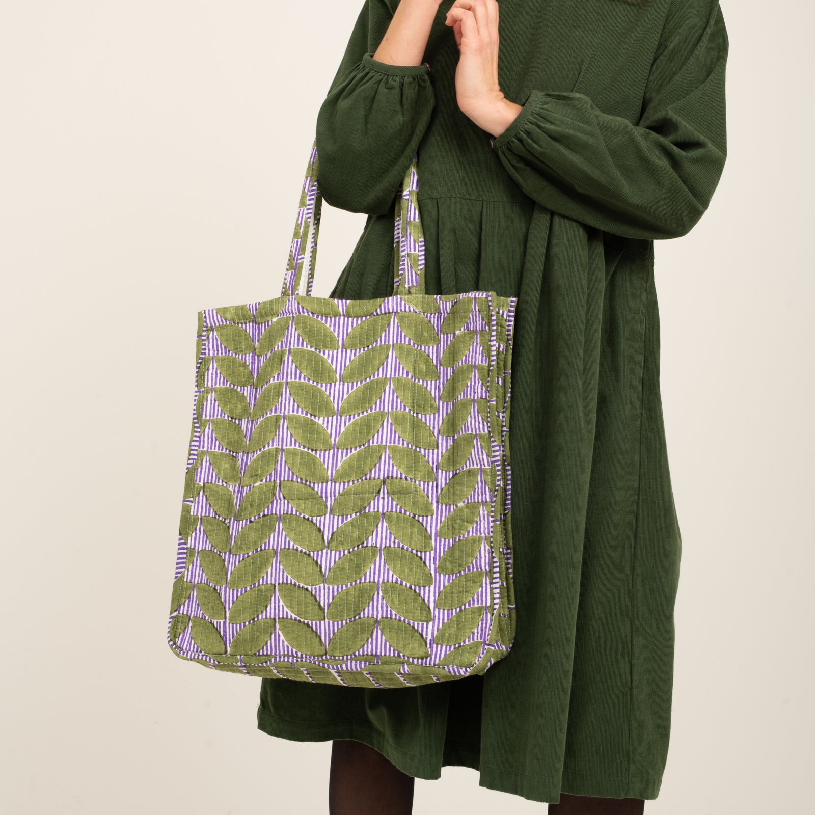 Quilted Tote Ananda 100% Organic Cotton - Green GREEN