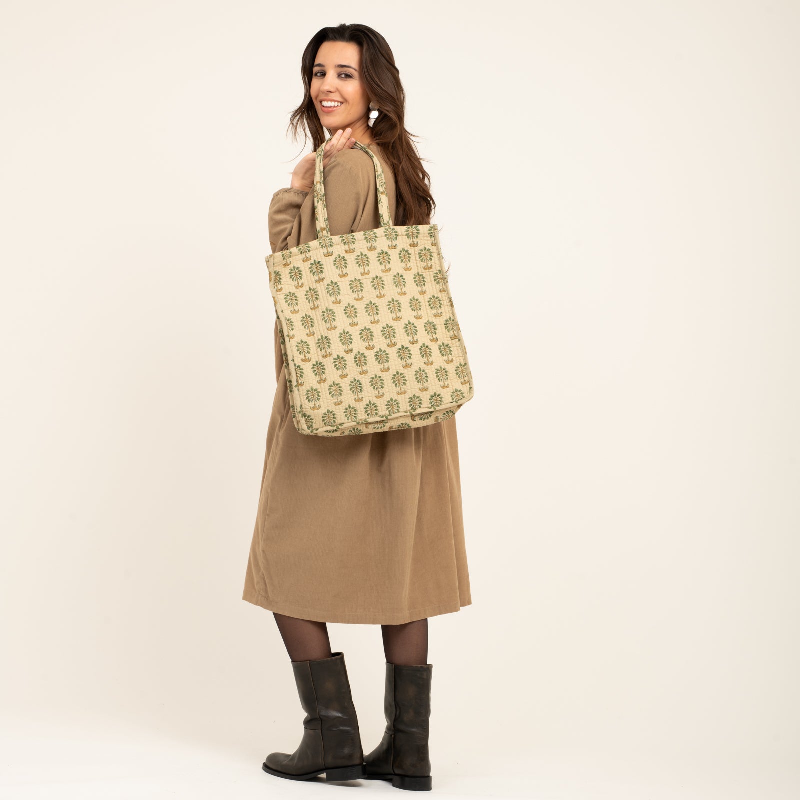 Quilted Tote Jaya 100% Organic Cotton - Green GREEN