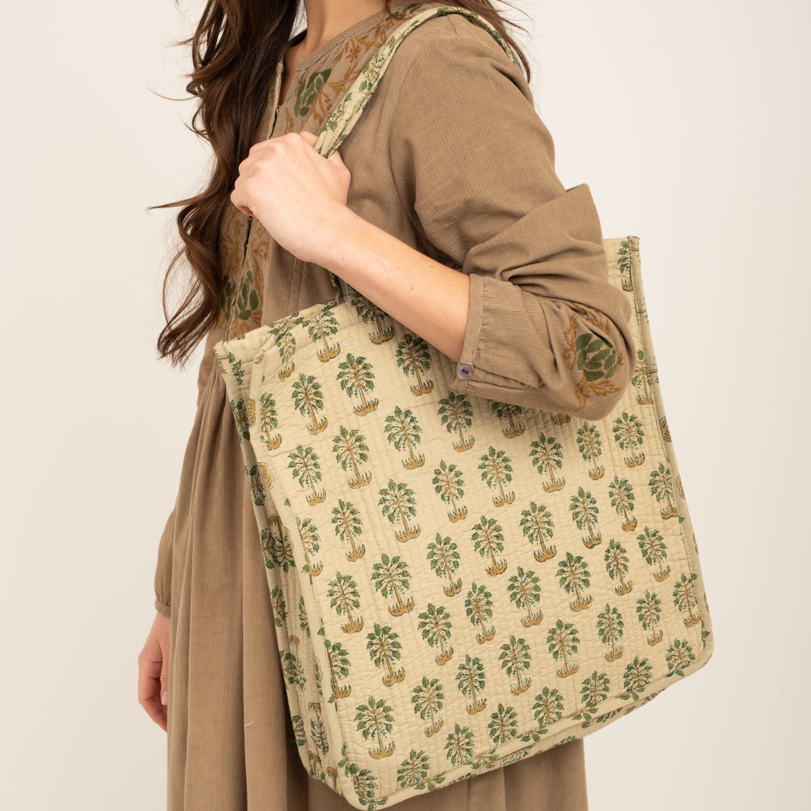 Quilted Tote Jaya 100% Organic Cotton - Green GREEN