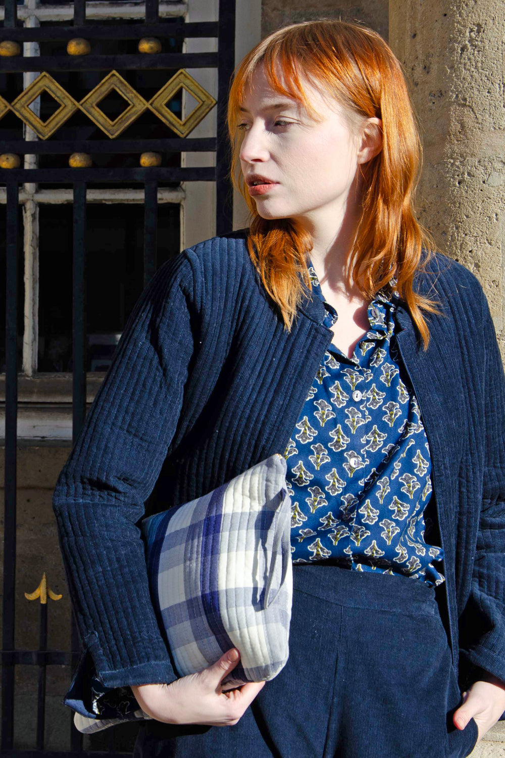 A4 Quilted Lap Top Bag - Blue BLUE