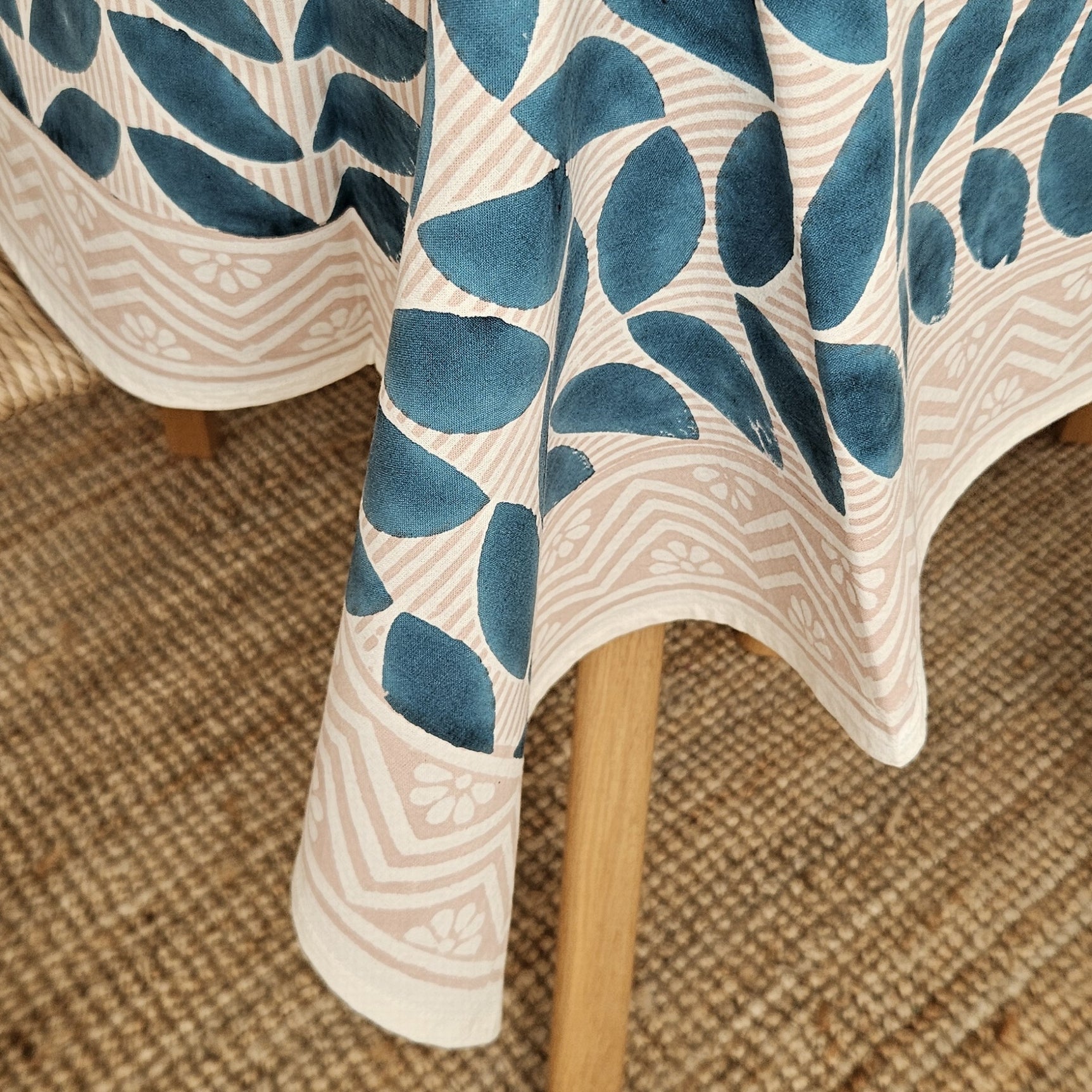 Table Cover Ananda 150x150 100% Organic Cotton-blockprint - Blue BLUE