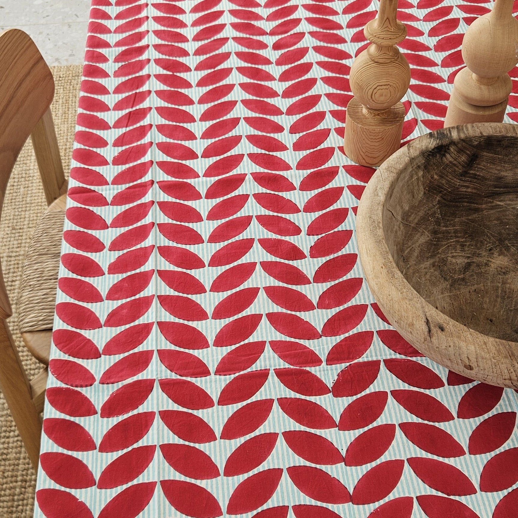 Table Cover Ananda 150x150 100% Organic Cotton-blockprint - Red RED