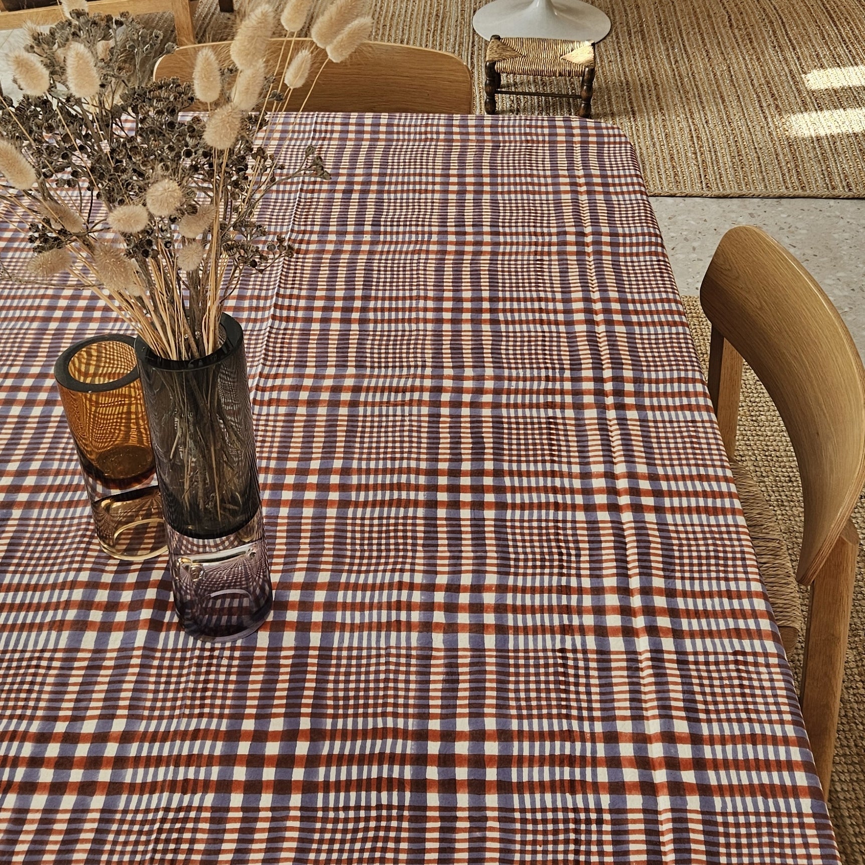 Table Cover Nissa 150x250 100% Organic Cotton-blockprint - Orange Lilac ORANGE LILAC