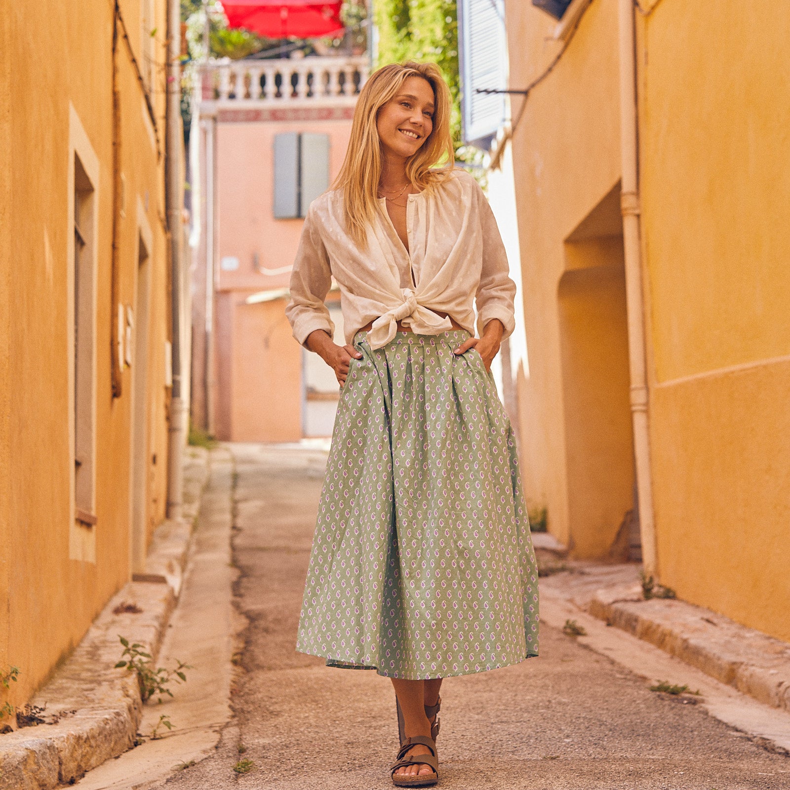 Lina Skirt Cigale 100% Cotton - Green GREEN