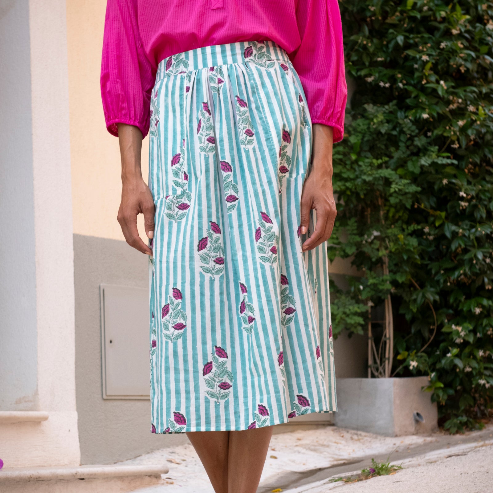 Sandra Skirt Beaulieu 100% Coton - Green GREEN