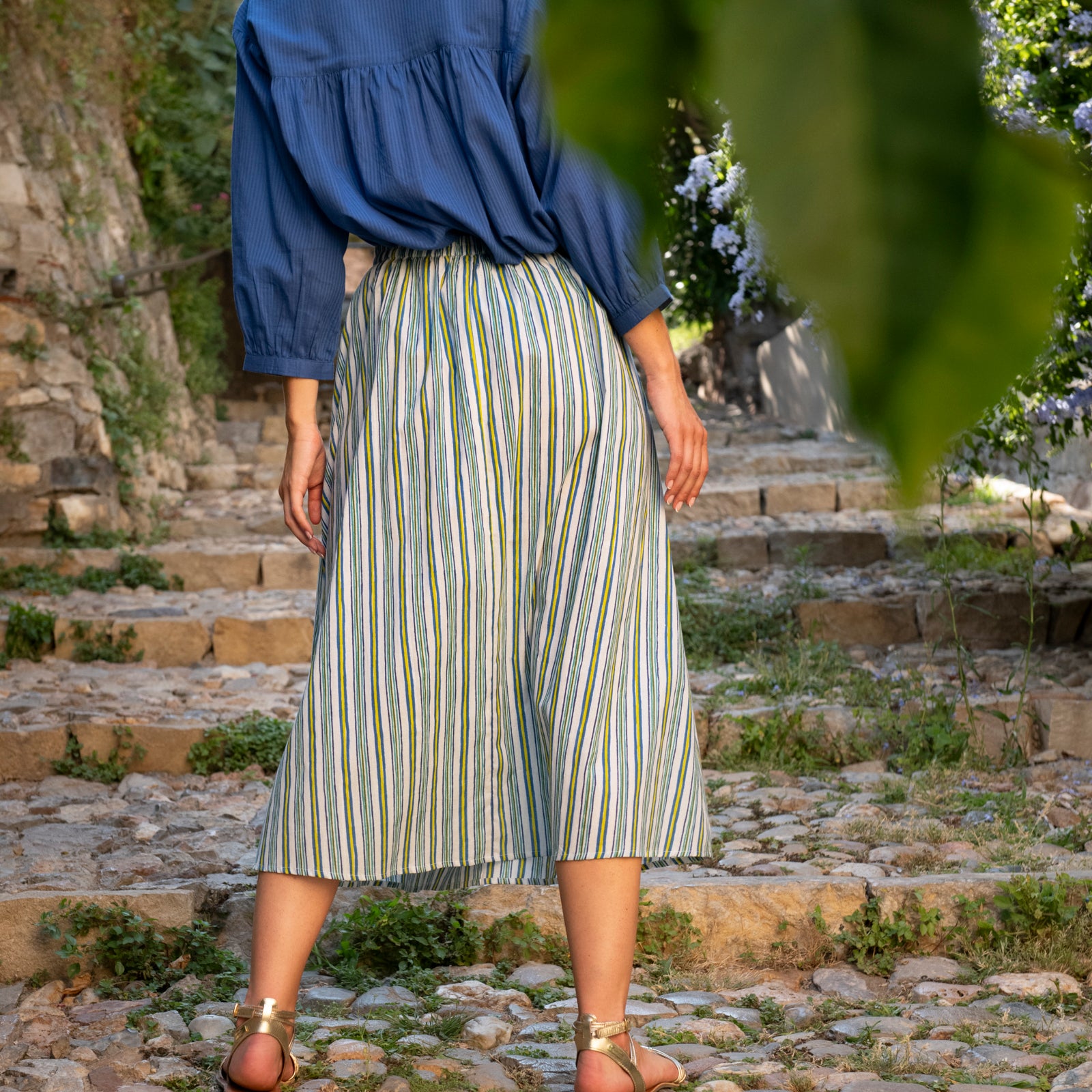 Lina Skirt Miramar 100% Cotton - Blue BLUE