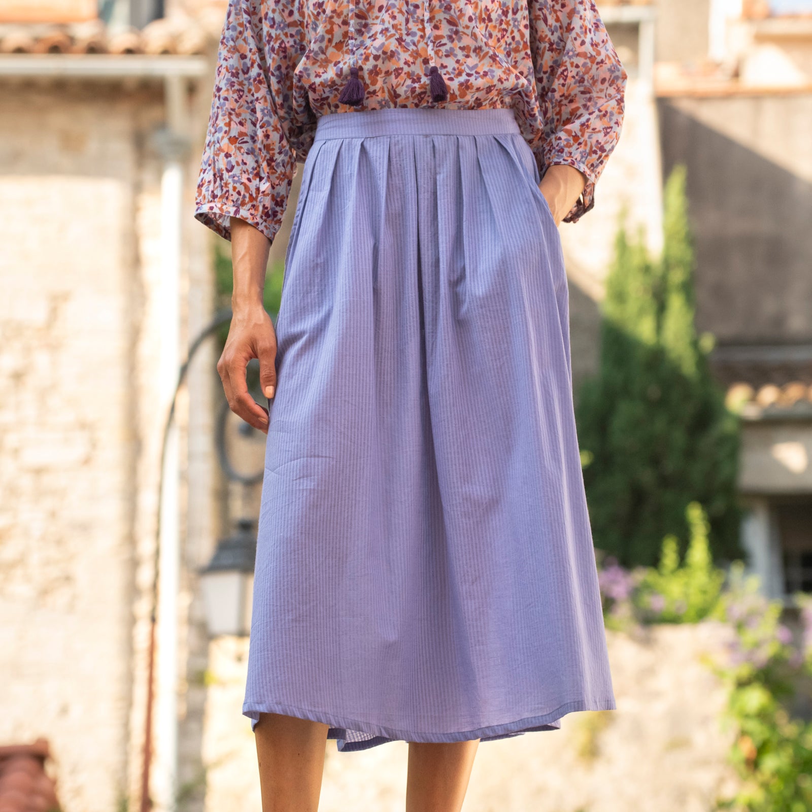 Lina Skirt S.color 100% Cotton - Lilac LILAC