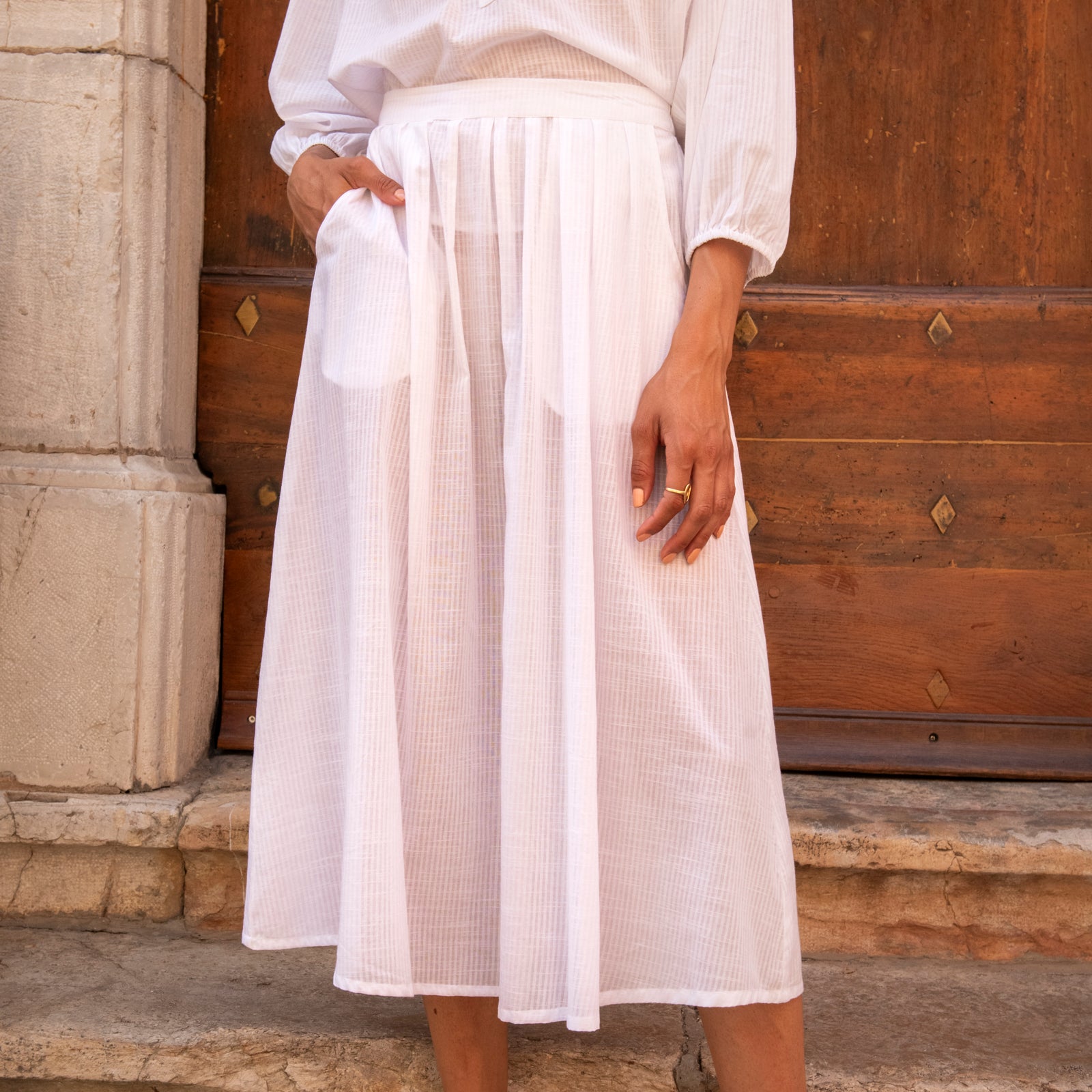 Lina Skirt S.color 100% Cotton - White WHITE