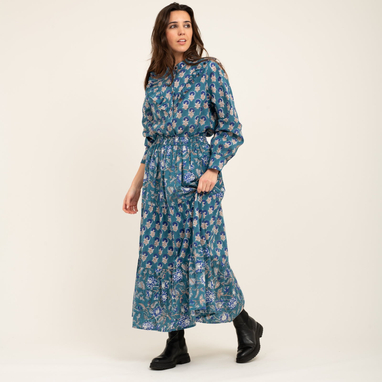 Pamela Skirt 100% Coton Bio - Blue BLUE