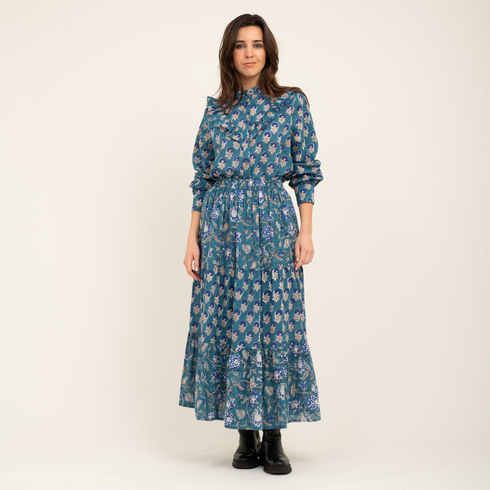 Pamela Skirt 100% Coton Bio - Blue BLUE