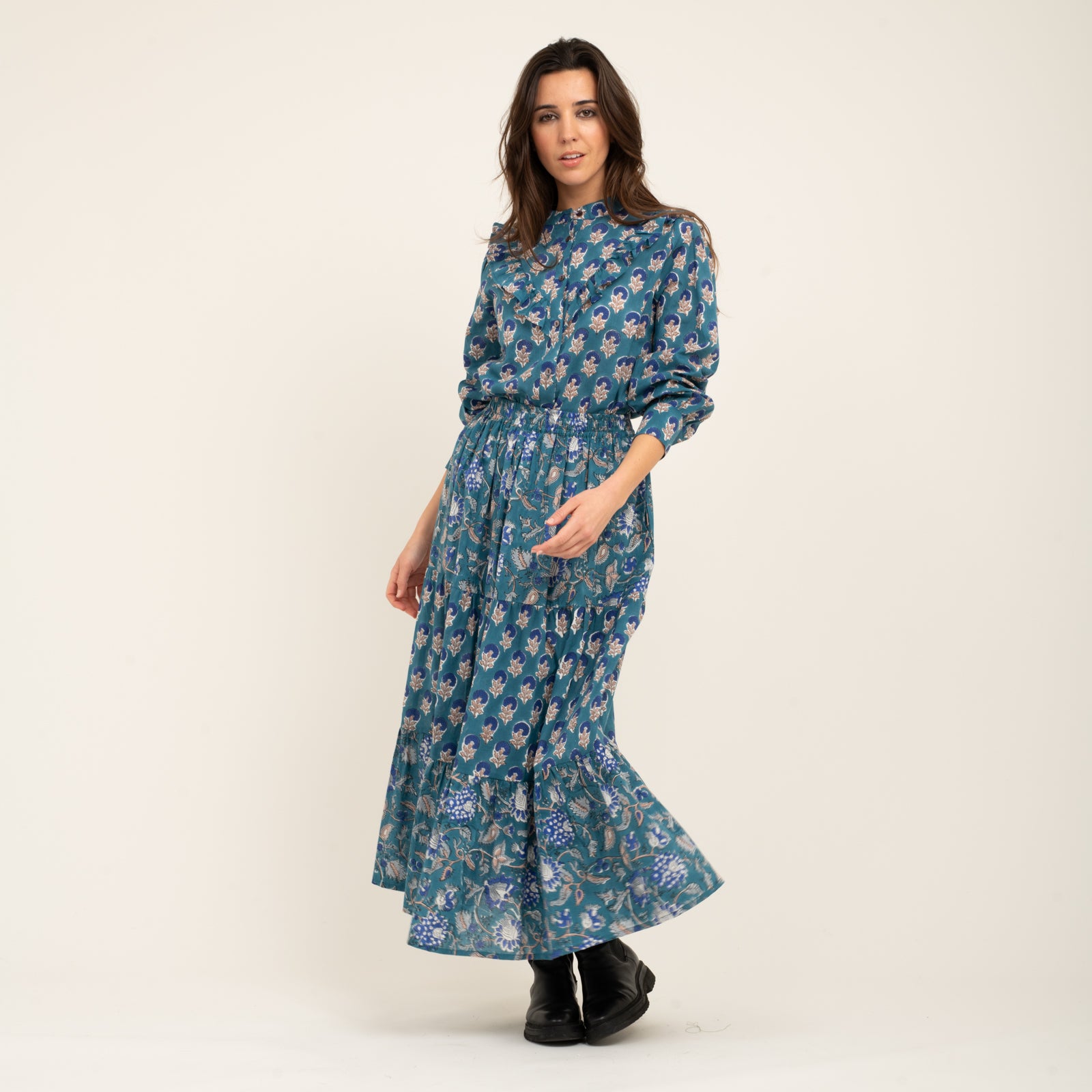 Pamela Skirt 100% Coton Bio - Blue BLUE