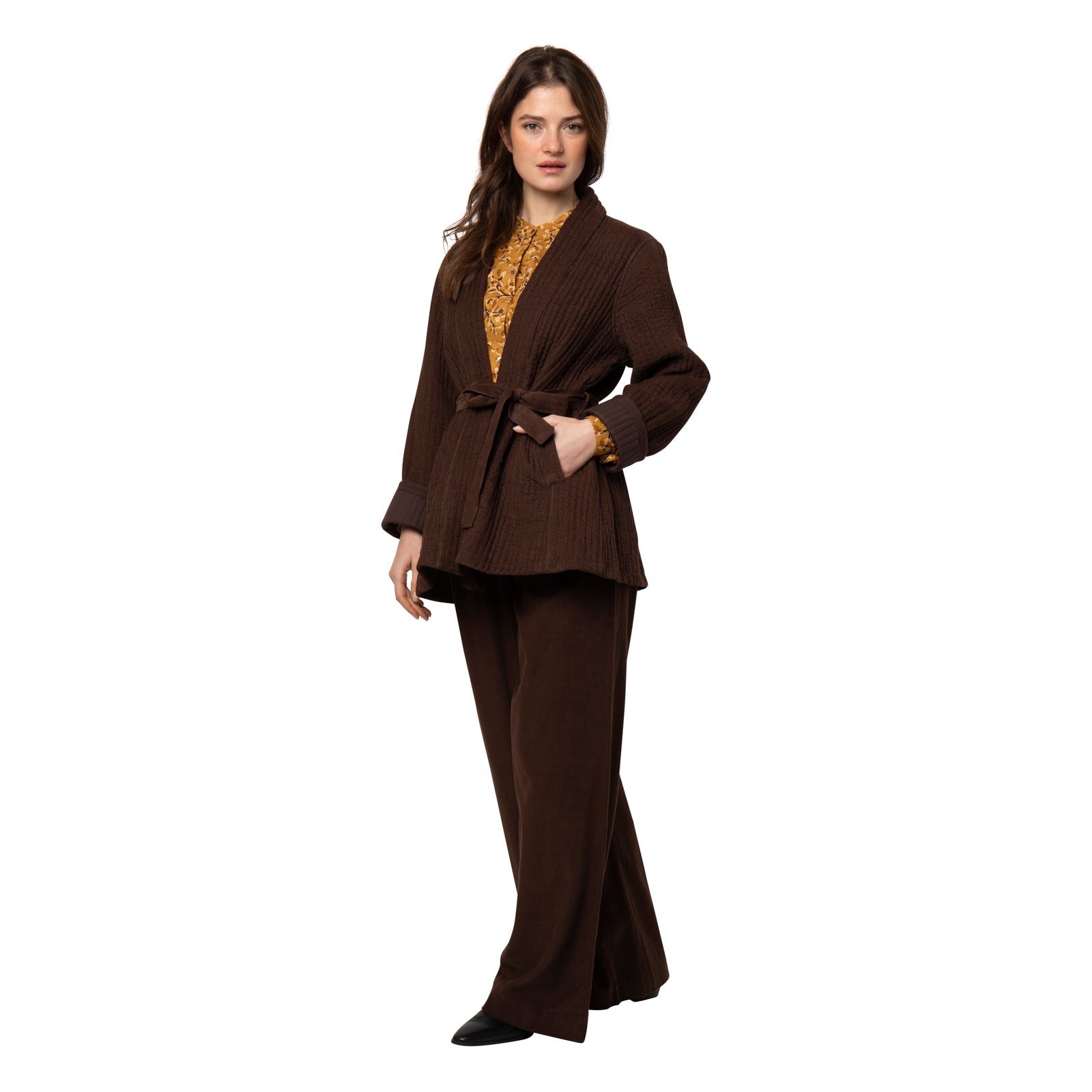 Aloise Jacket Velvet 100% Coton Velvet - Brown BROWN